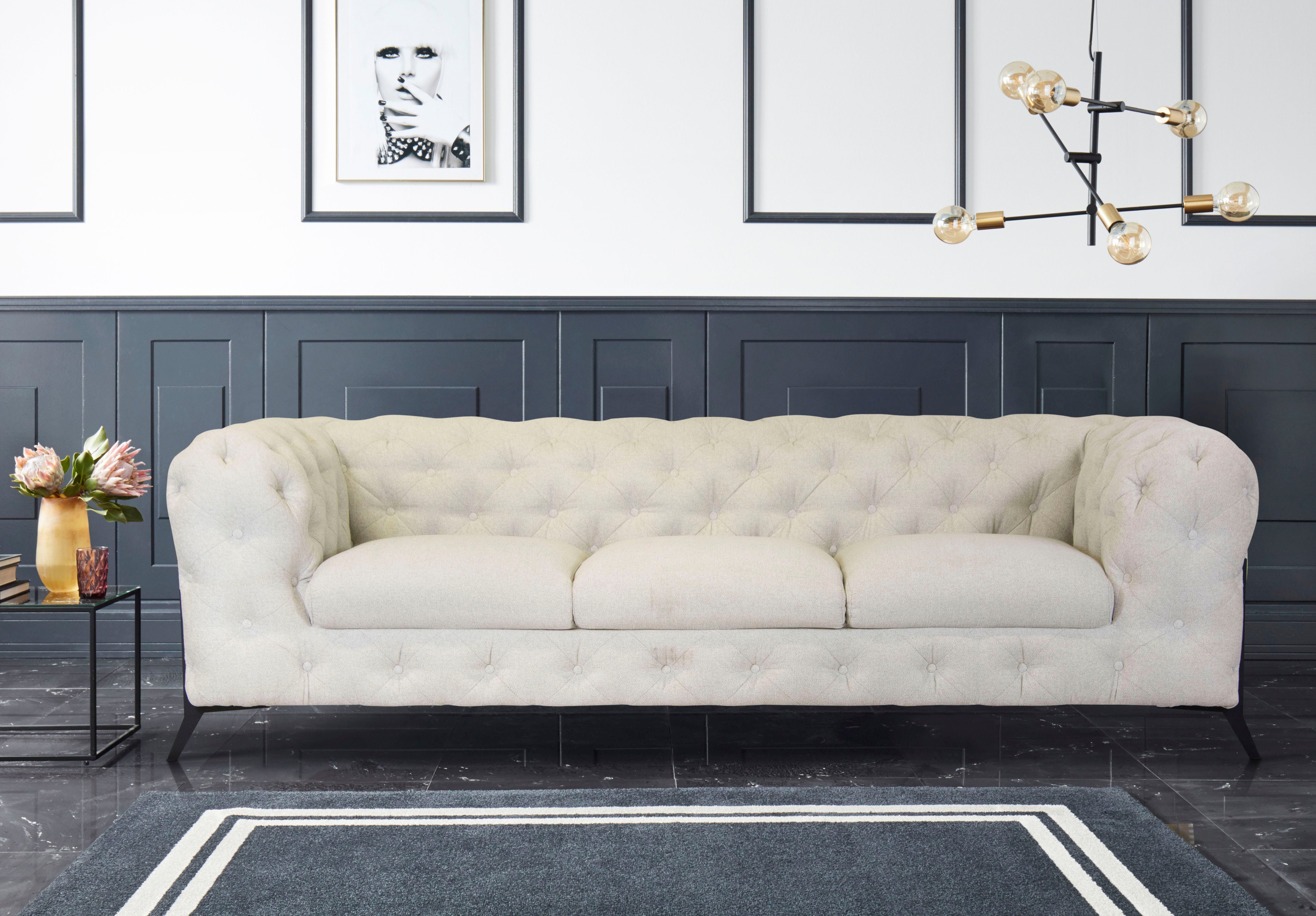 Leonique Chesterfield-bank Amaury luxueuze capitonnage, moderne chesterfield look, kleur van de poten ter keuze