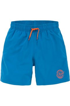 s.oliver red label beachwear zwemshort met logoprint opzij blauw