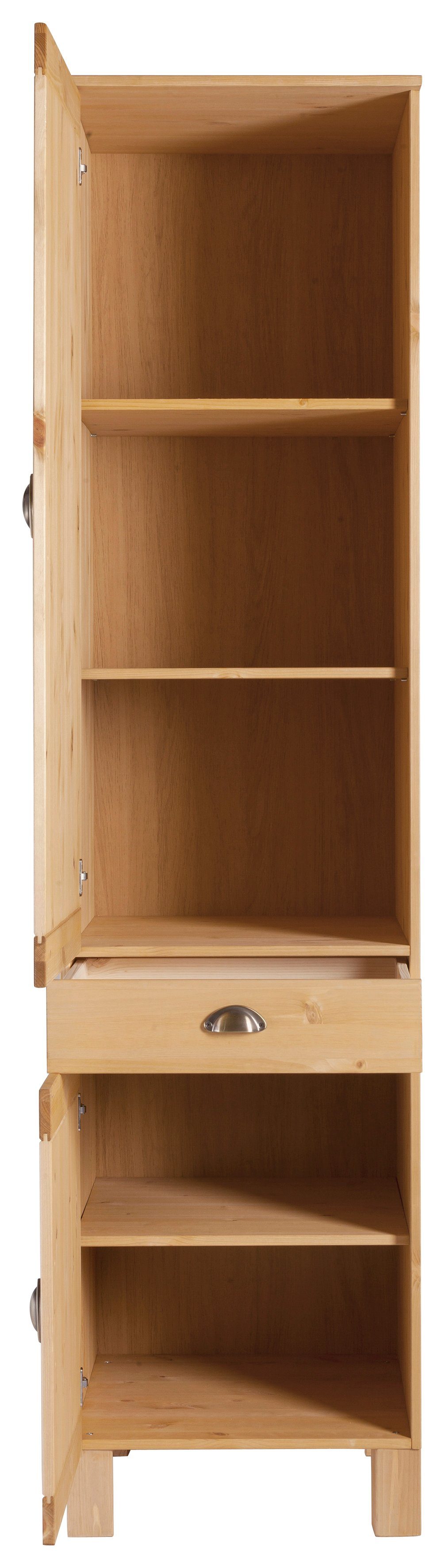 Home affaire Hoge kast Oslo 50 cm breed, in 2 diepten, 2 deuren, 1 lade, van massief grenen