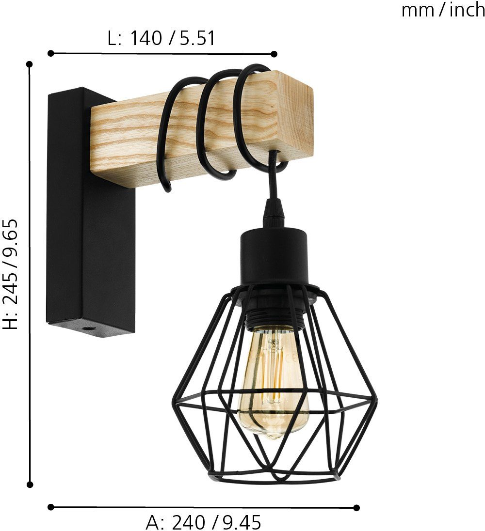 EGLO Wandlamp TOWNSHEND 5 Vintage wandlamp in Industrial design, retro lamp fitting: E27