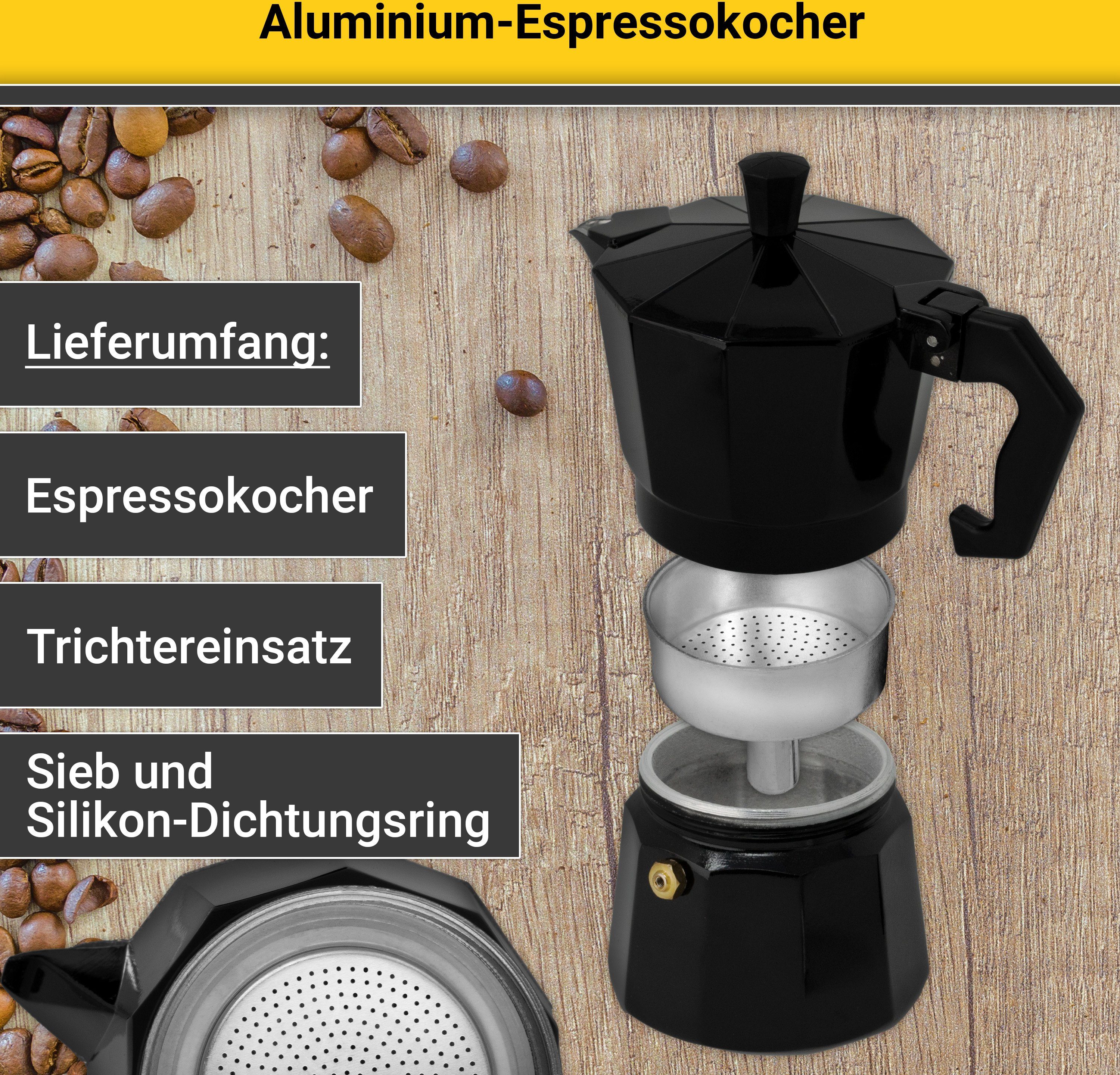 Krüger Espressomachine Italiano traditioneel italiaans, van aluminium, met silicone-afsluitring