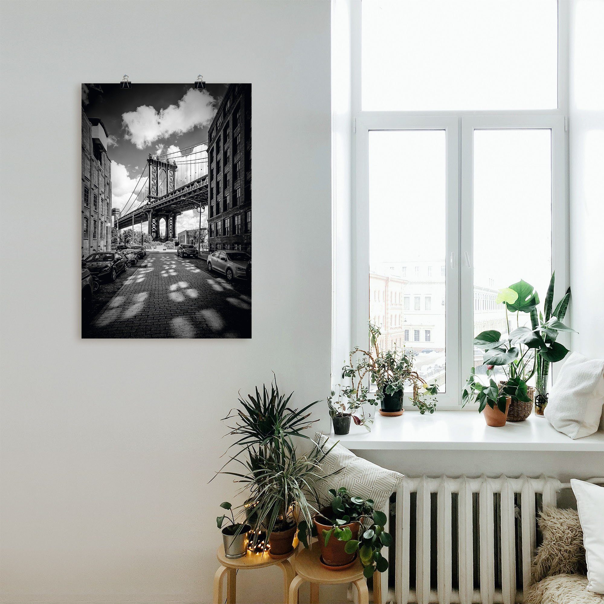 Artland Artprint Manhattan Bridge in Brooklyn, New York als artprint op linnen, poster in verschillende formaten maten