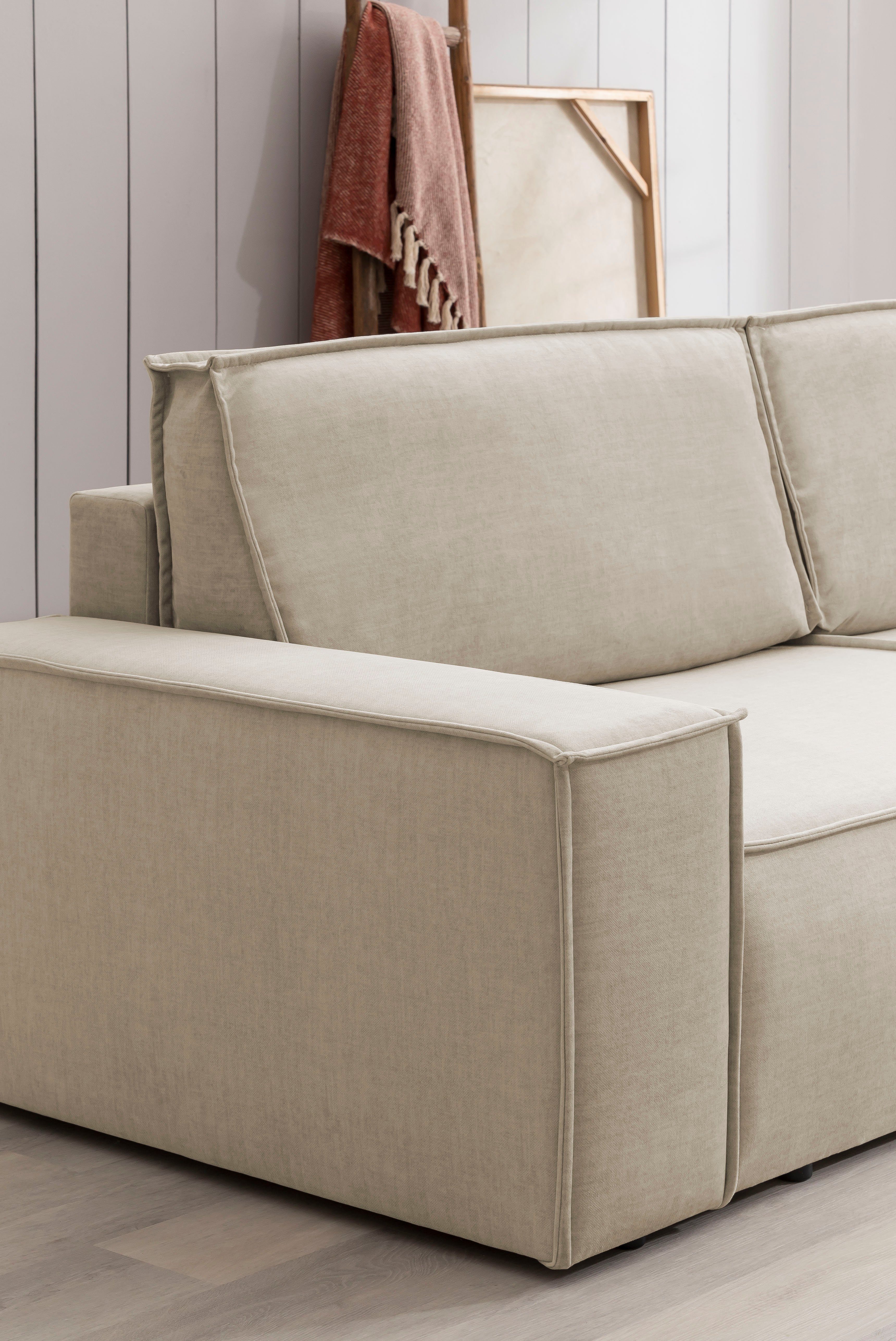 Home affaire 3-zitsbank SHERWOOD slaapbank (257 cm) ribfluweel, velours, vintage lederlook