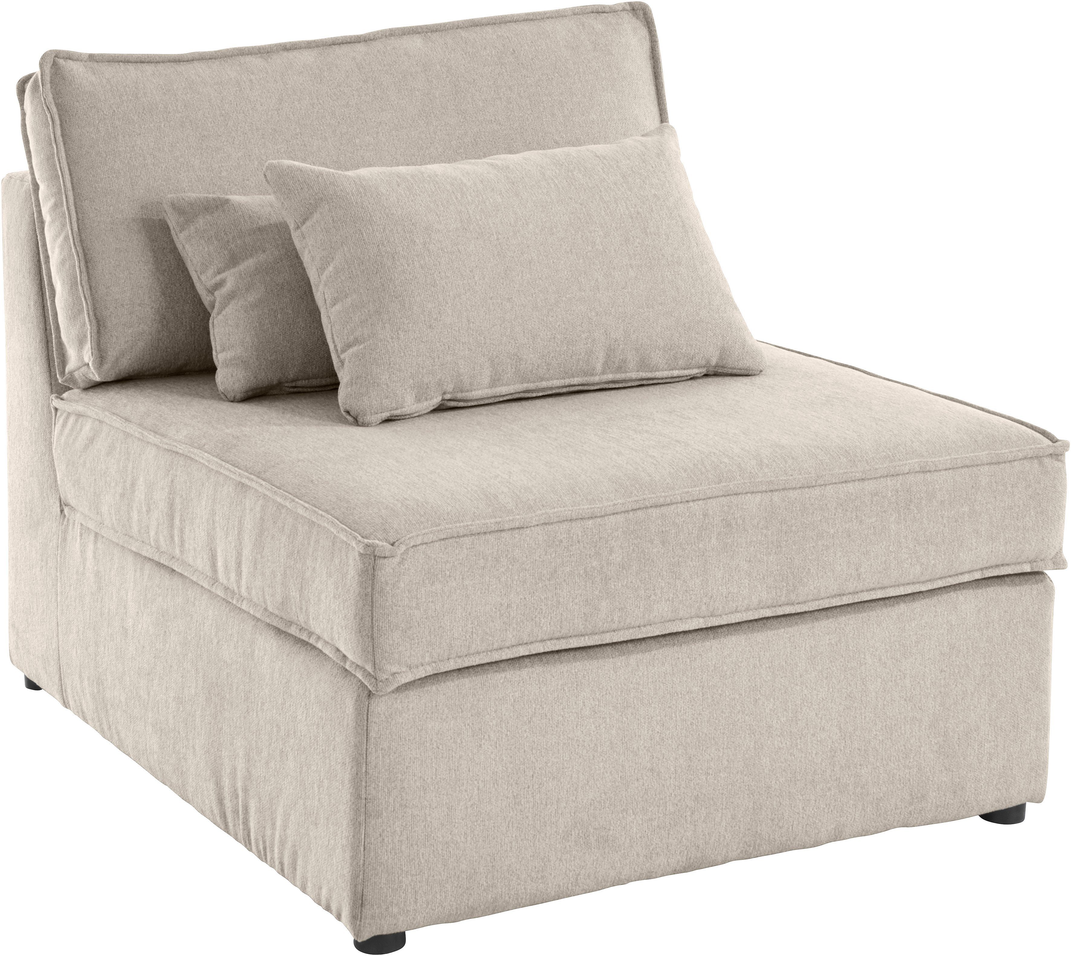 RAUM.ID Bank-middenelement Florid als deel van een modulaire bank, stevig zitcomfort, ook in cord beige, modulaire banken