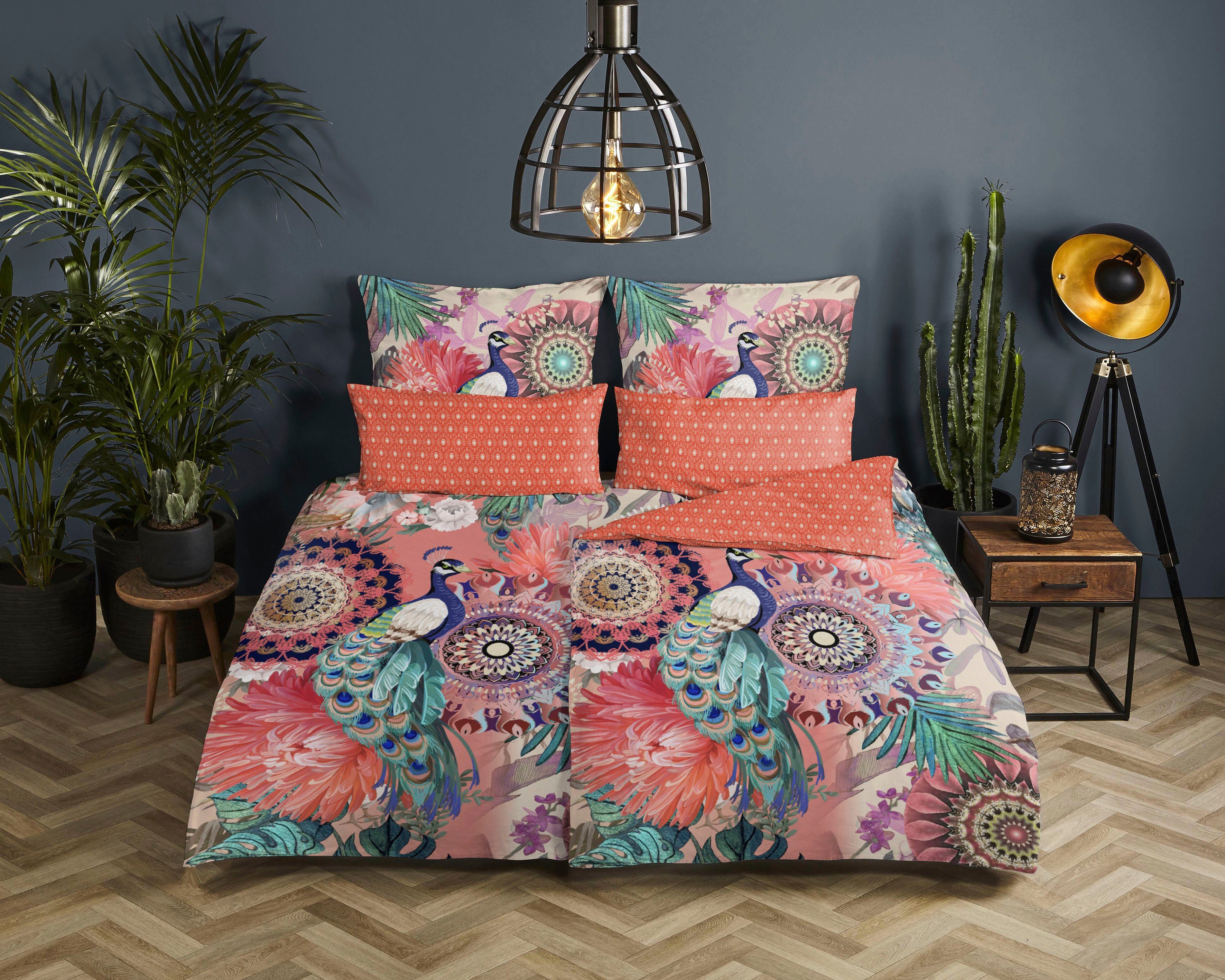 hip Tweezijdig te gebruiken overtrekset Lynouk Mako-satijn, 135x200, Rits, Omkeerbaar, Mandala, Kleurrijk, Oranje dekbedovertrekken multicolor