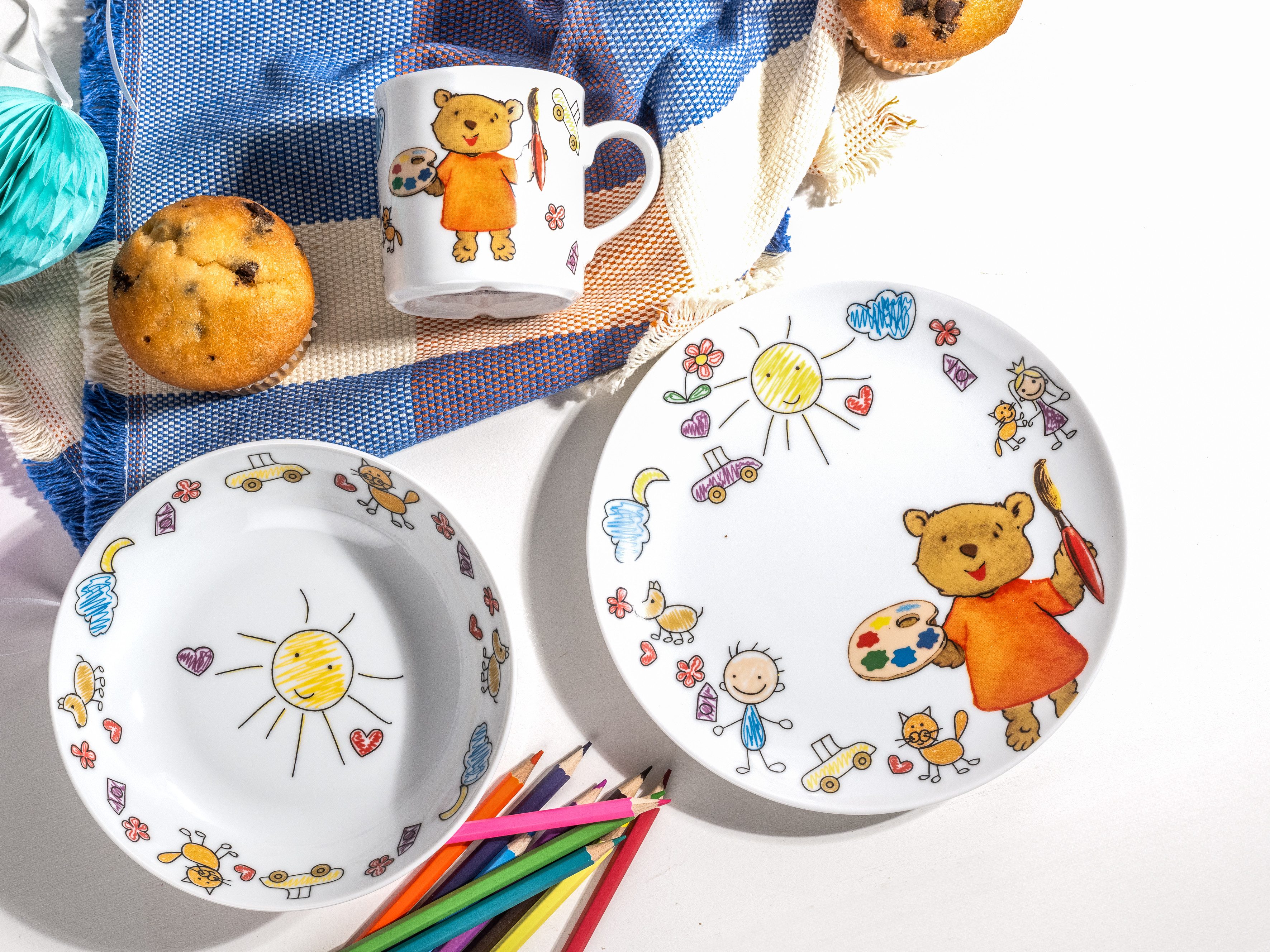 CreaTable Kinderservies-set Teddy Made in Europe, 3 delen, voor 1 persoon (set, 3-delig)