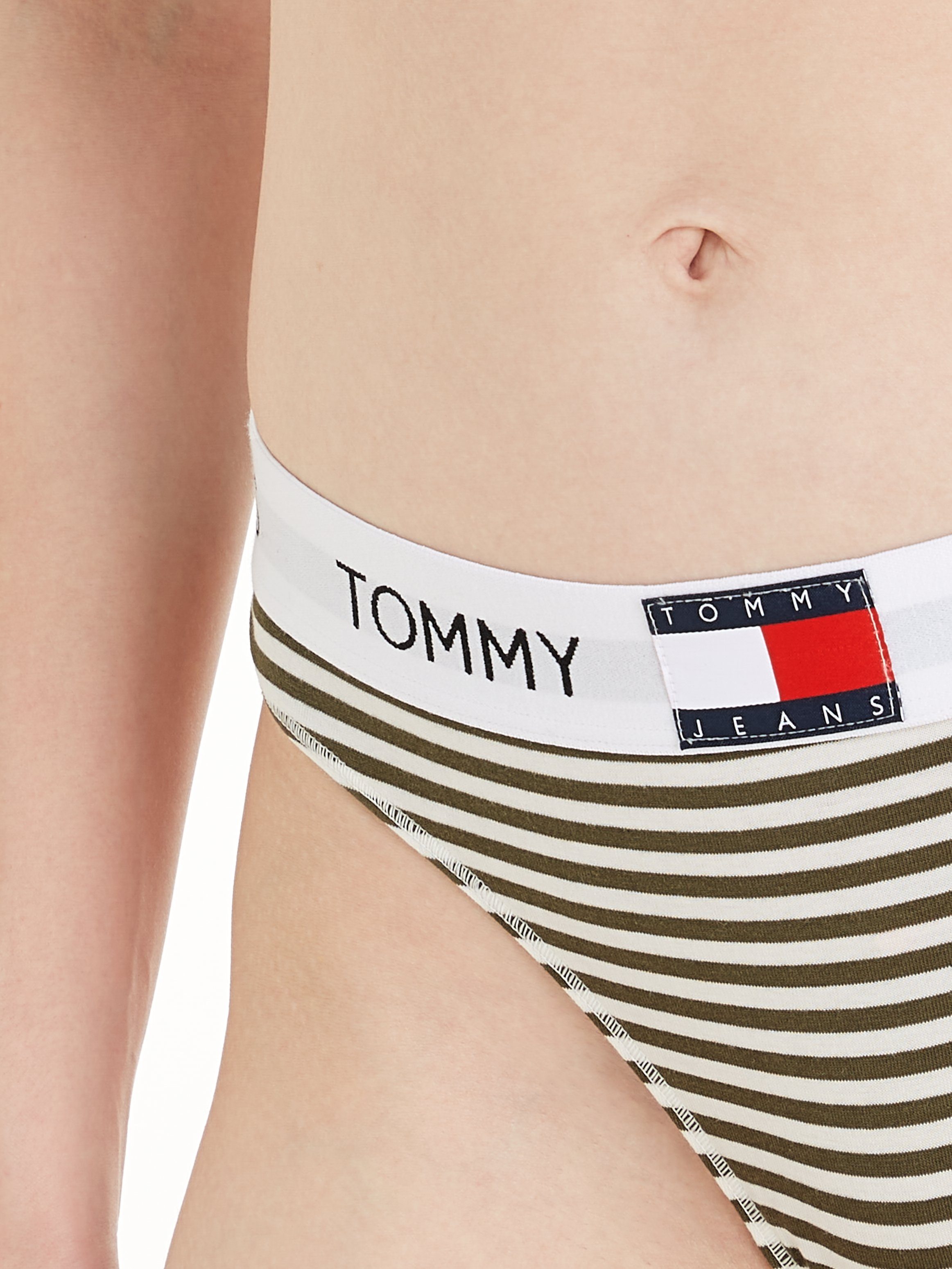 Tommy Hilfiger Underwear Slip THONG PRINT (EXT SIZES) in streeppatroon, logo-inscriptie