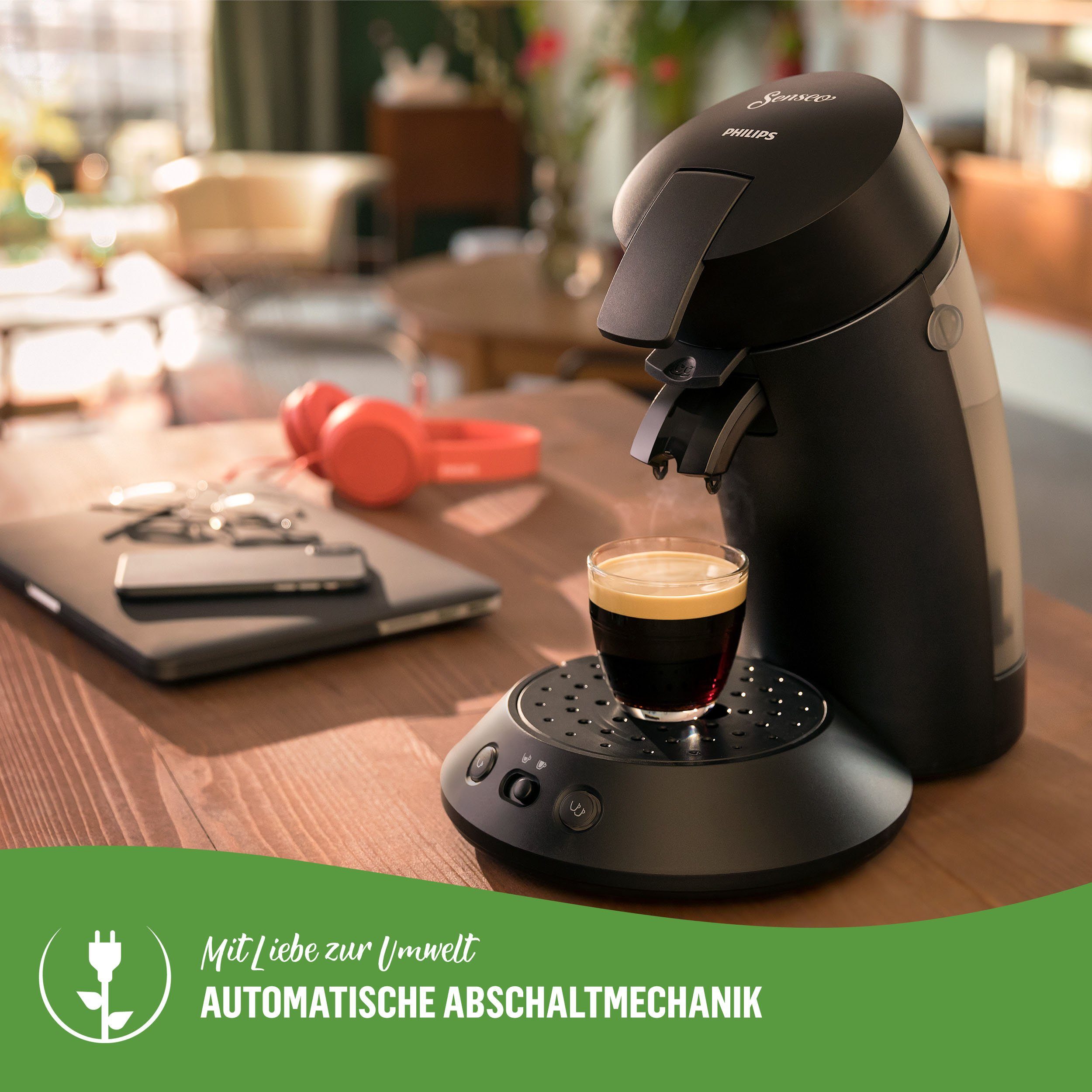 Senseo Koffiepadautomaat Original Plus ECO CSA210/22, met twee koffie-instellingen, van 80% gerecycled plastic, inclusief gratis toevoeging (waarde 5 € rrp)