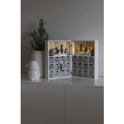konstsmide vulbare adventskalender kerst versiering houten led-silhouet, "adventskalender" (1-delig) wit