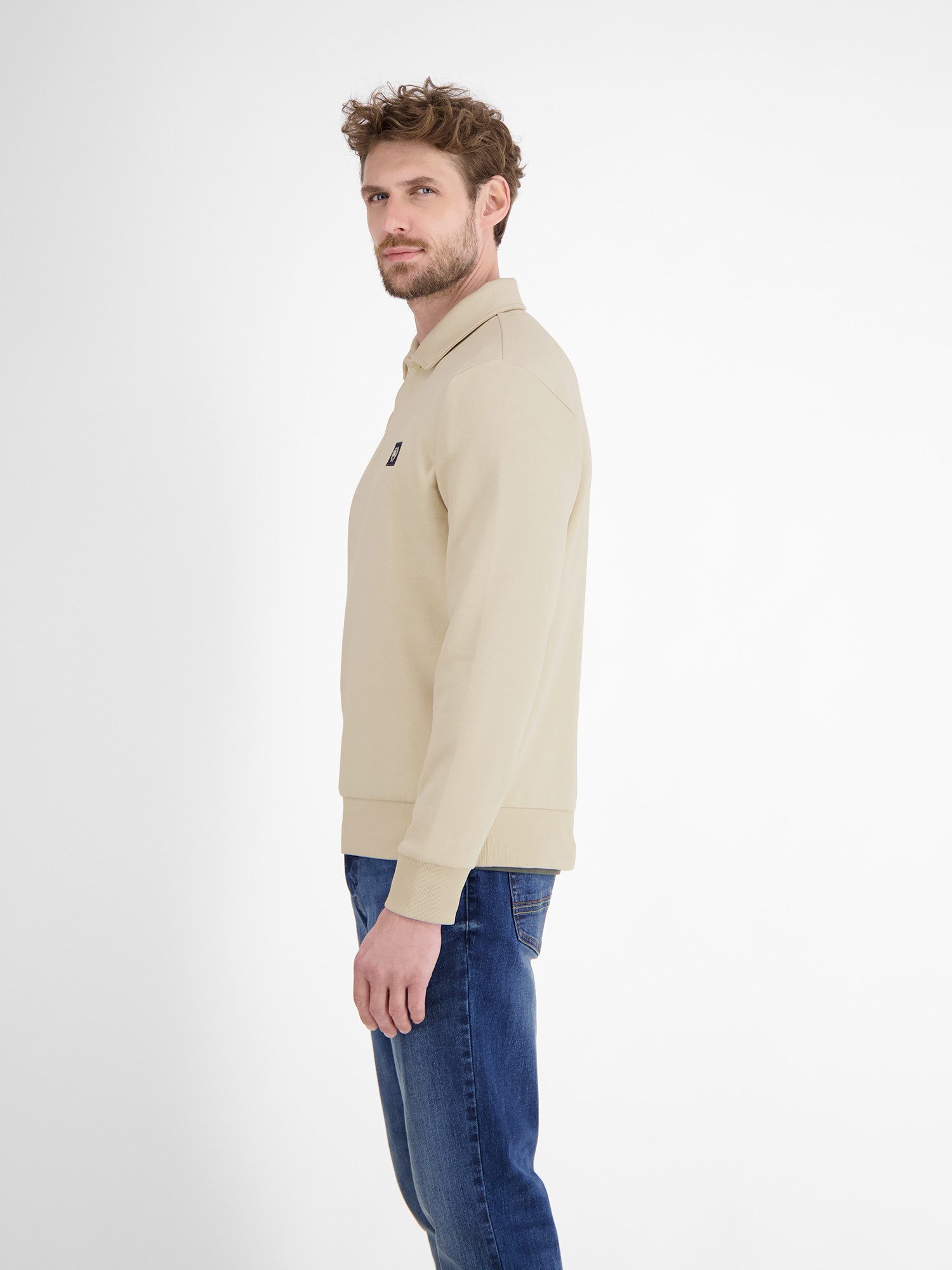 Lerros Poloshirt met lange mouwen LERROS Sweat-poloshirt voor heren