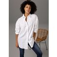 aniston casual lange blouse met een blinde knoopsluiting en lange omslagmouwen - nieuwe collectie wit