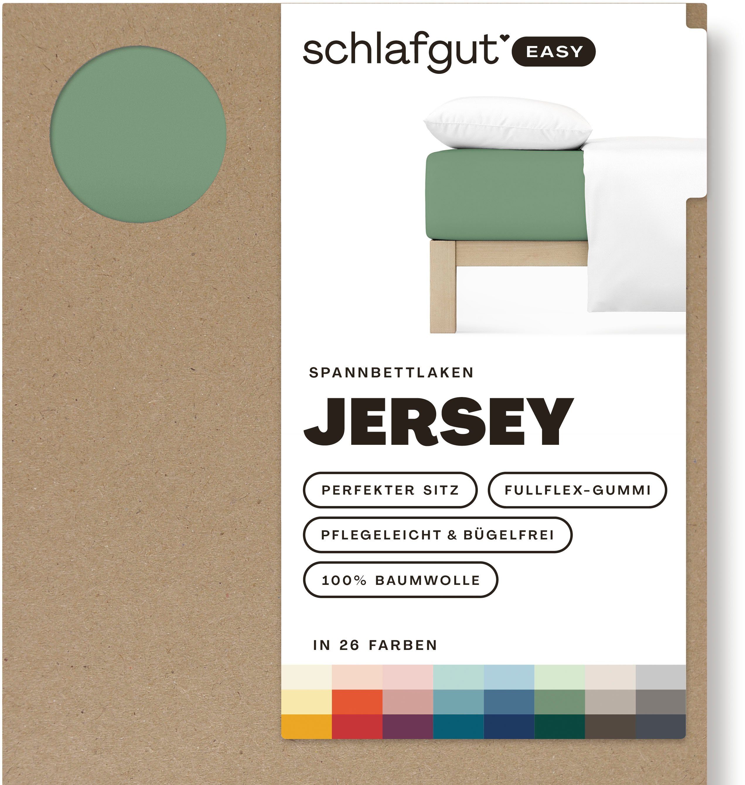 Schlafgut Hoeslaken EASY van 100% katoen, zacht & absorberend, merk-beddengoed voor matrassen tot 22 cm hoogte, in 90x200, 140x200 of 180x200 cm (1 stuk)