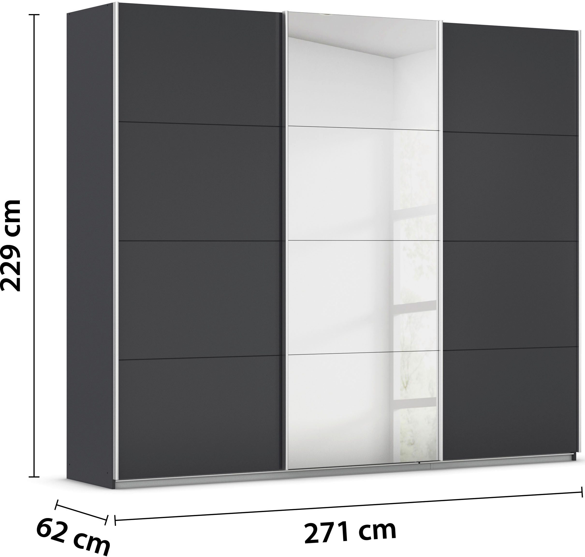 rauch Zweefdeurkast Kledingkast TOMA incl. rek inzet en extra legplanken made in germany