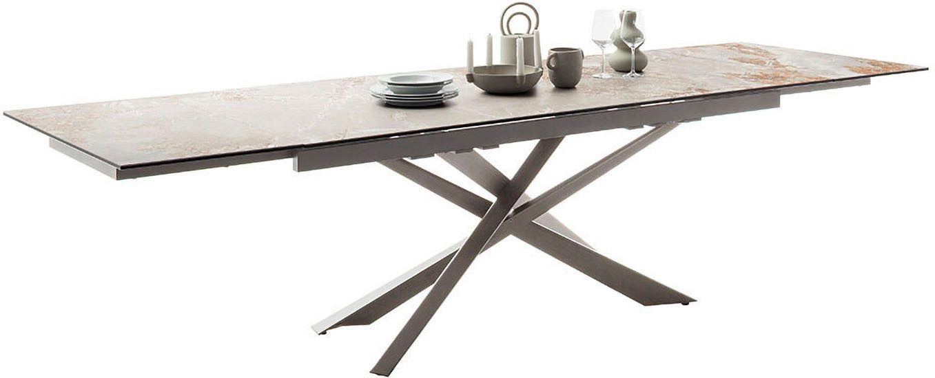 MCA furniture Eettafel TESERO uitschuifbare tafel 200-300 cm Keramiek, roestvrij staal, marmer-look, uittrekbaar, belastbaar tot 100 kg, 10-12 personen