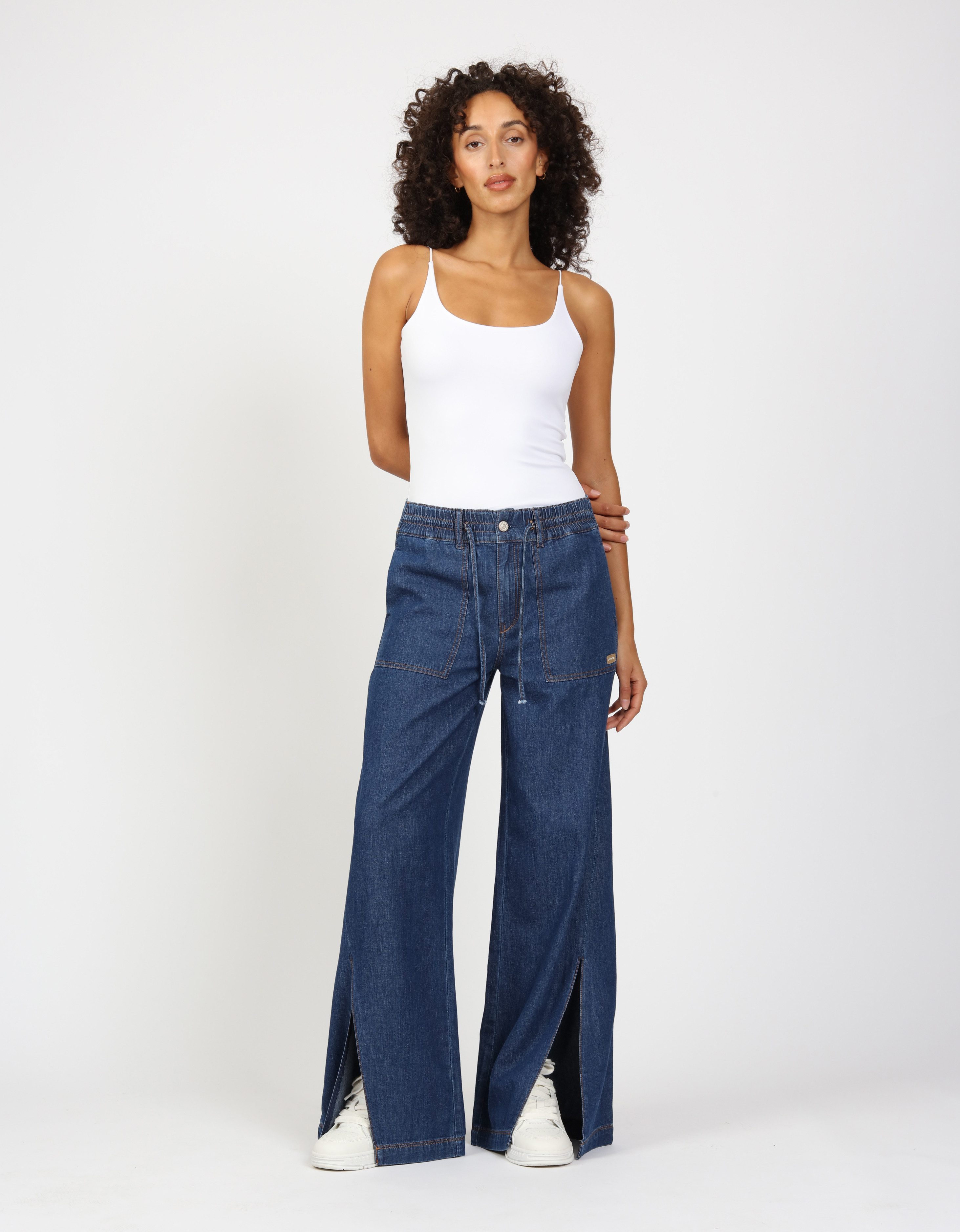 GANG Wijde jeans 94PAIGE WIDE met ingezette zijstrip