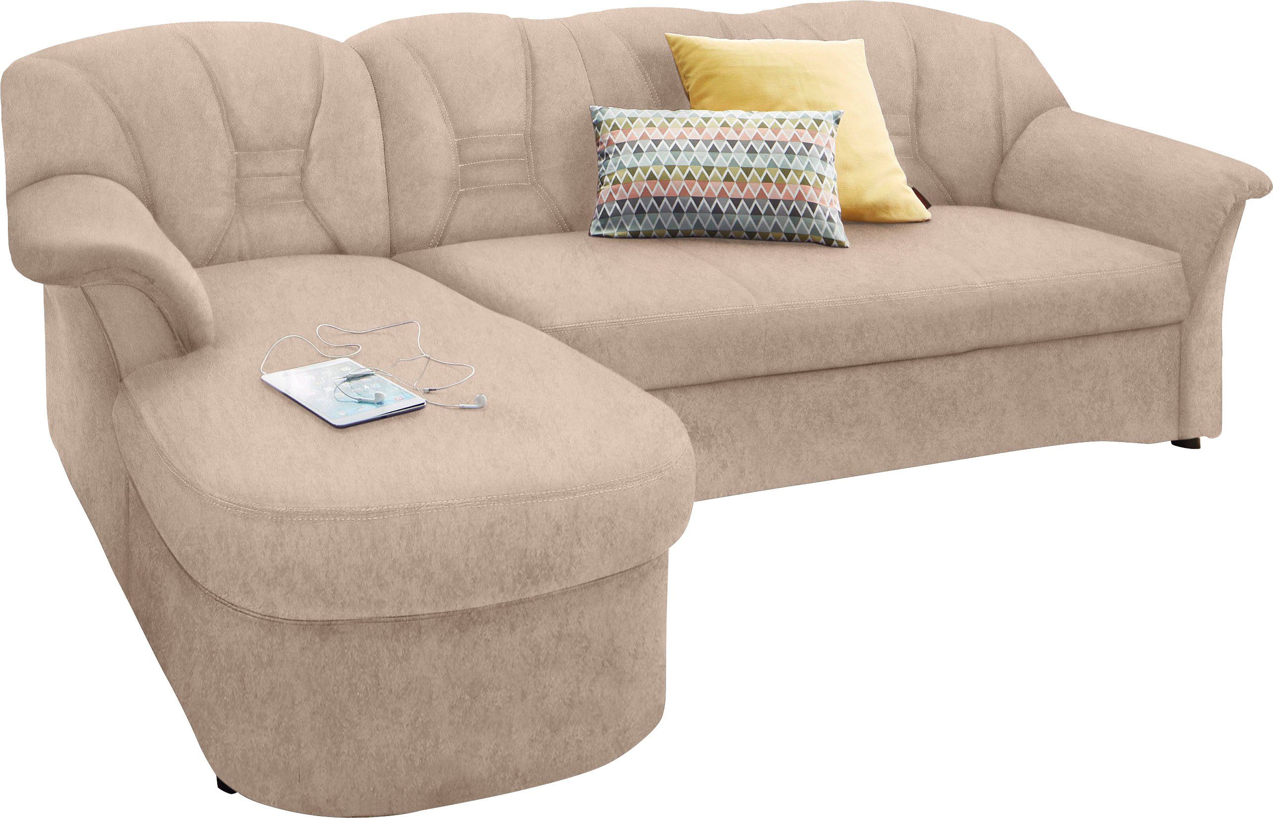 DOMO collection Hoekbank Elva, tijdloze vormtaal, elegante rugstiksels, L-vorm
