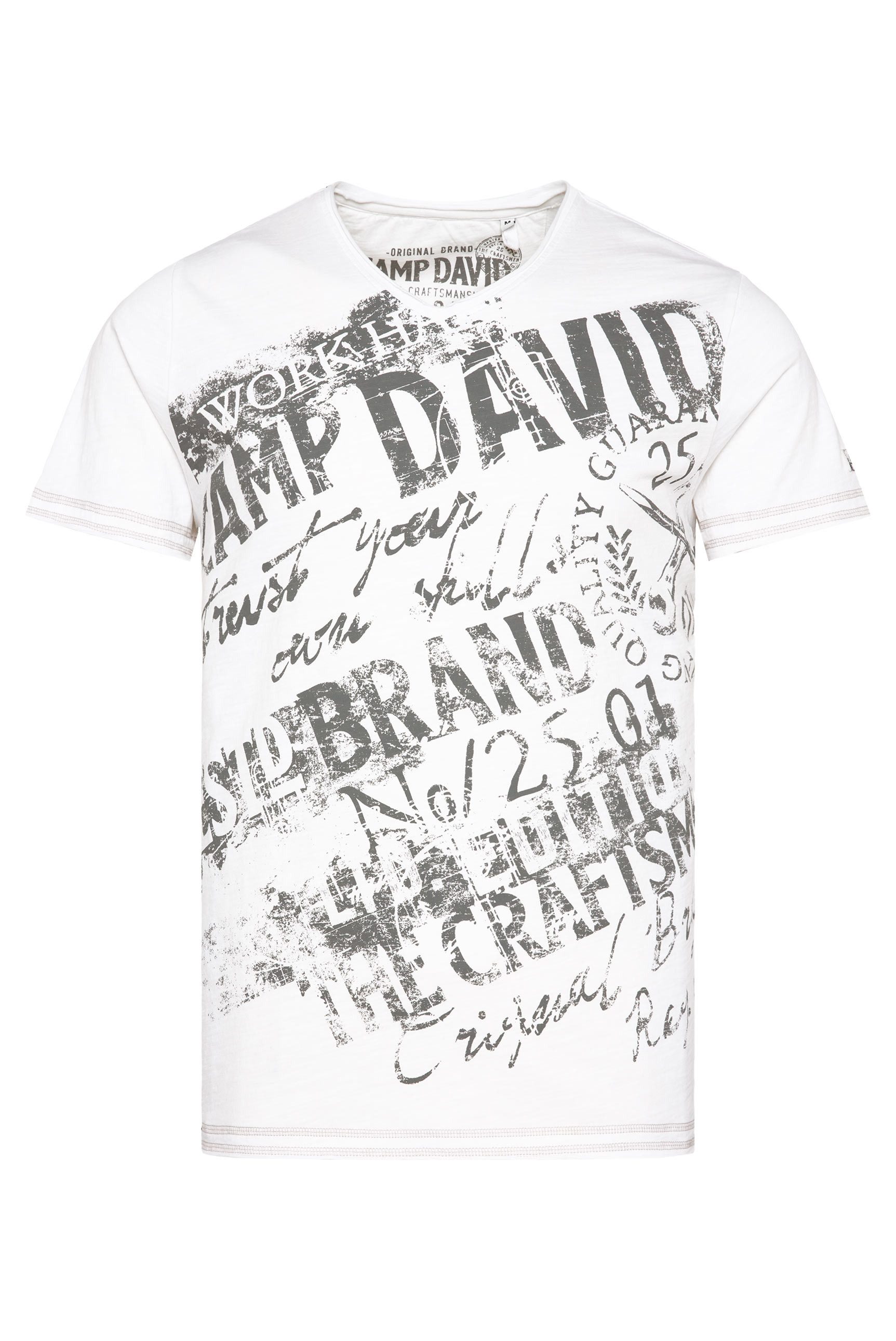 CAMP DAVID T-shirt met merkopschrift voor