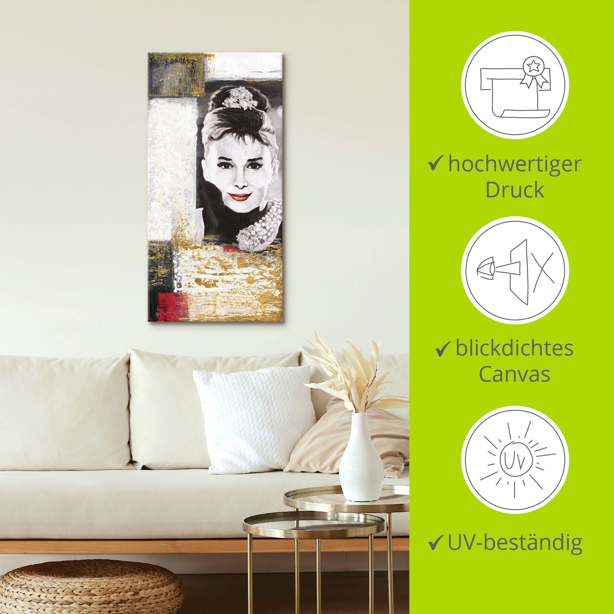 Artland Artprint op linnen Hollywood legenden VI - Audrey Hepburn