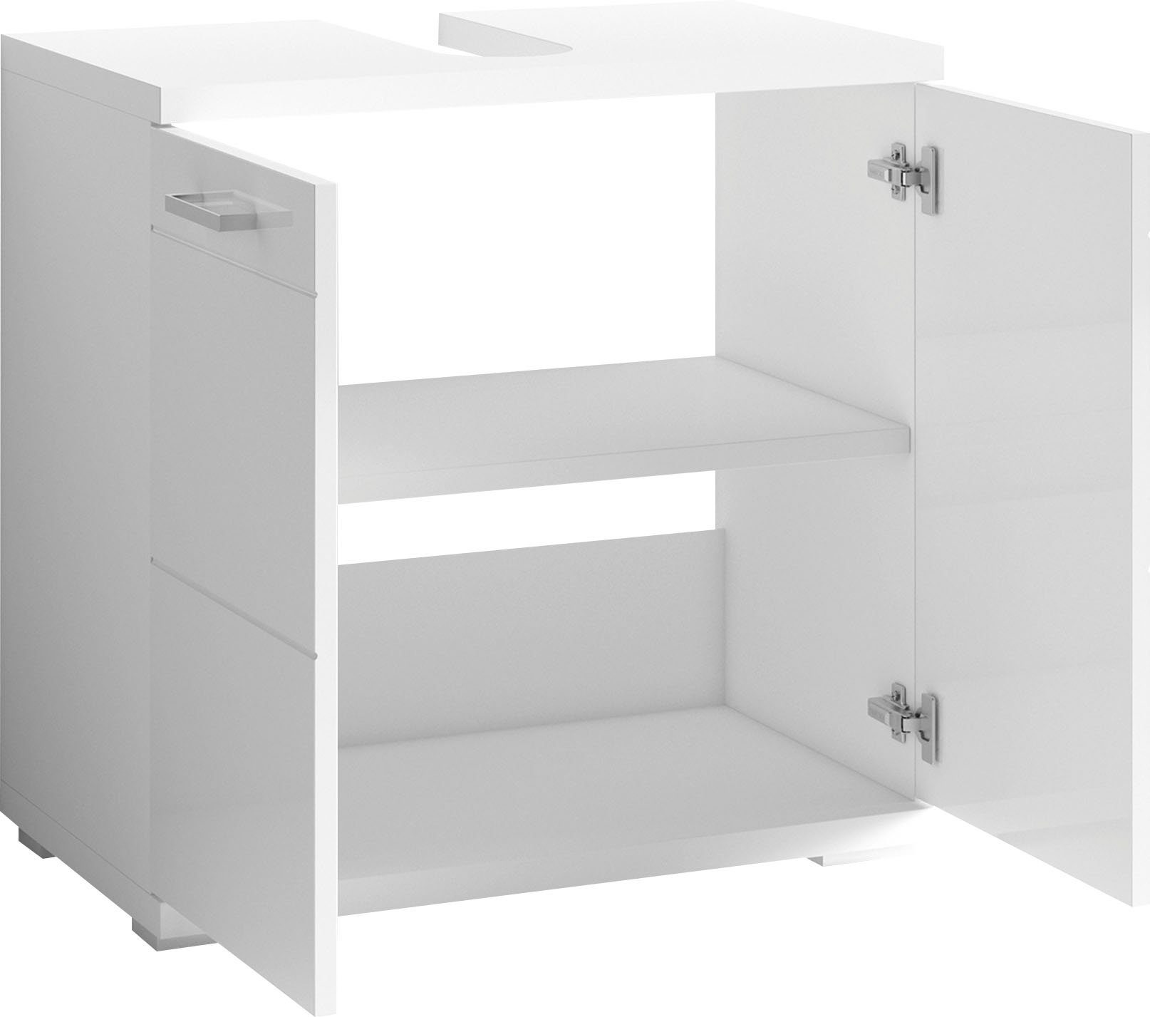 Homexperts Wastafelonderkast Nusa Breedte 60 cm, met hoogglanslak en verchroomde metalen handgrepen