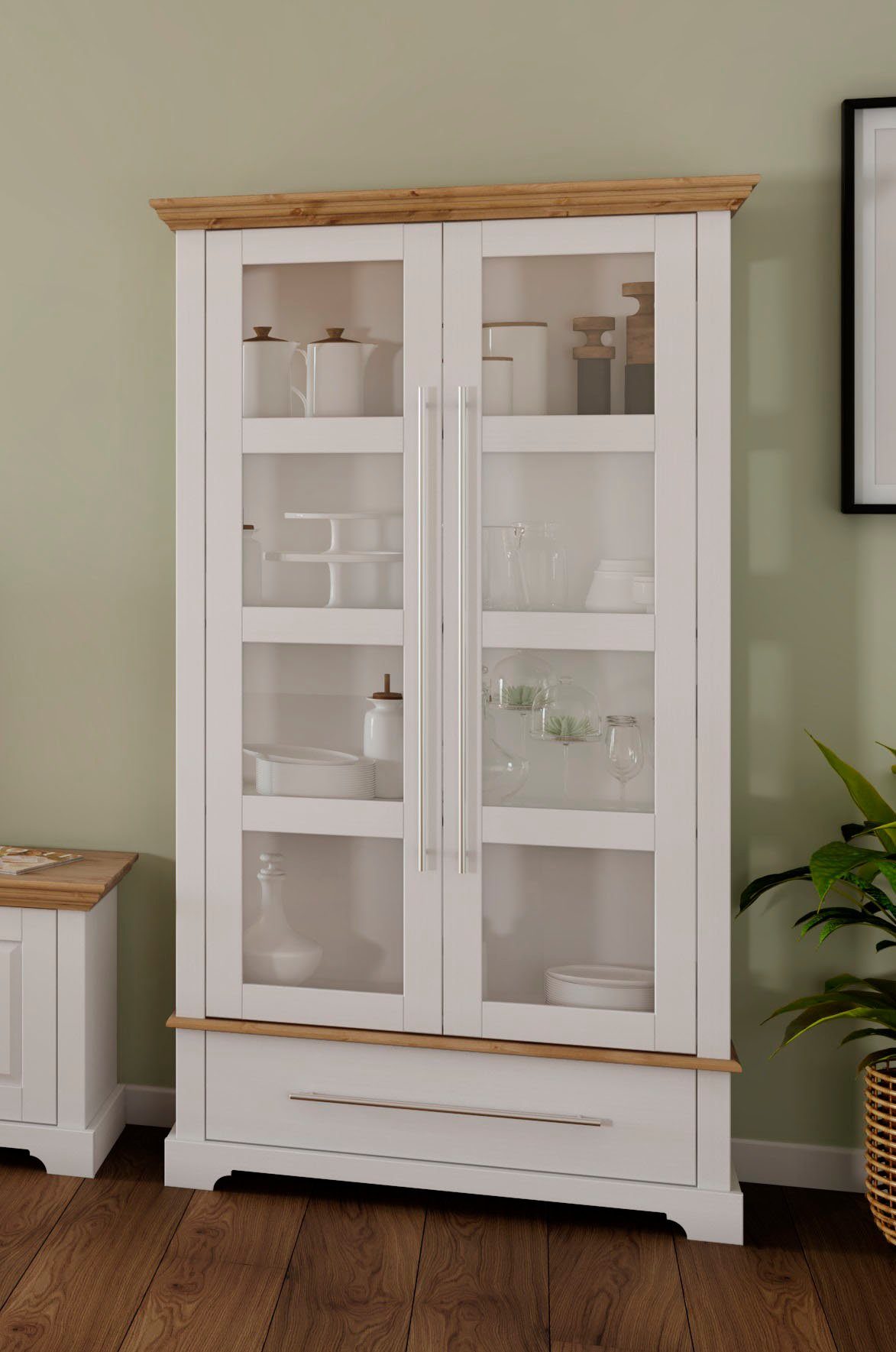Home affaire Vitrinekast Meliss Hoogte 169 cm, breedte 94 cm, 2-deurs, massief grenen, FSC®