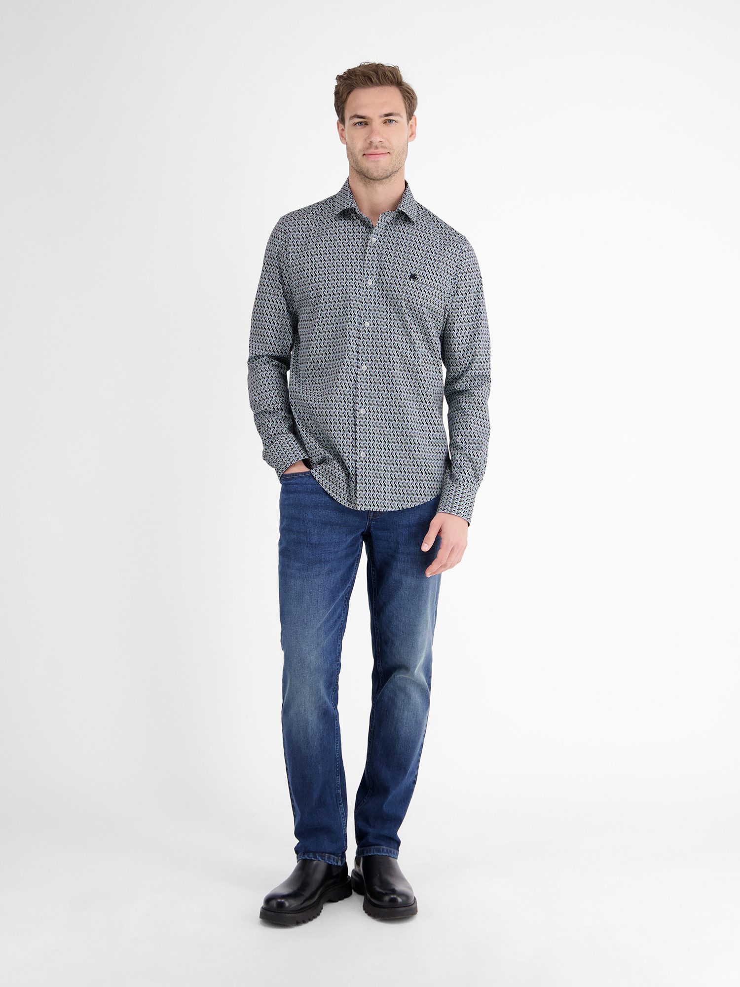 Lerros Overhemd met lange mouwen LERROS poplin overhemd met stretch