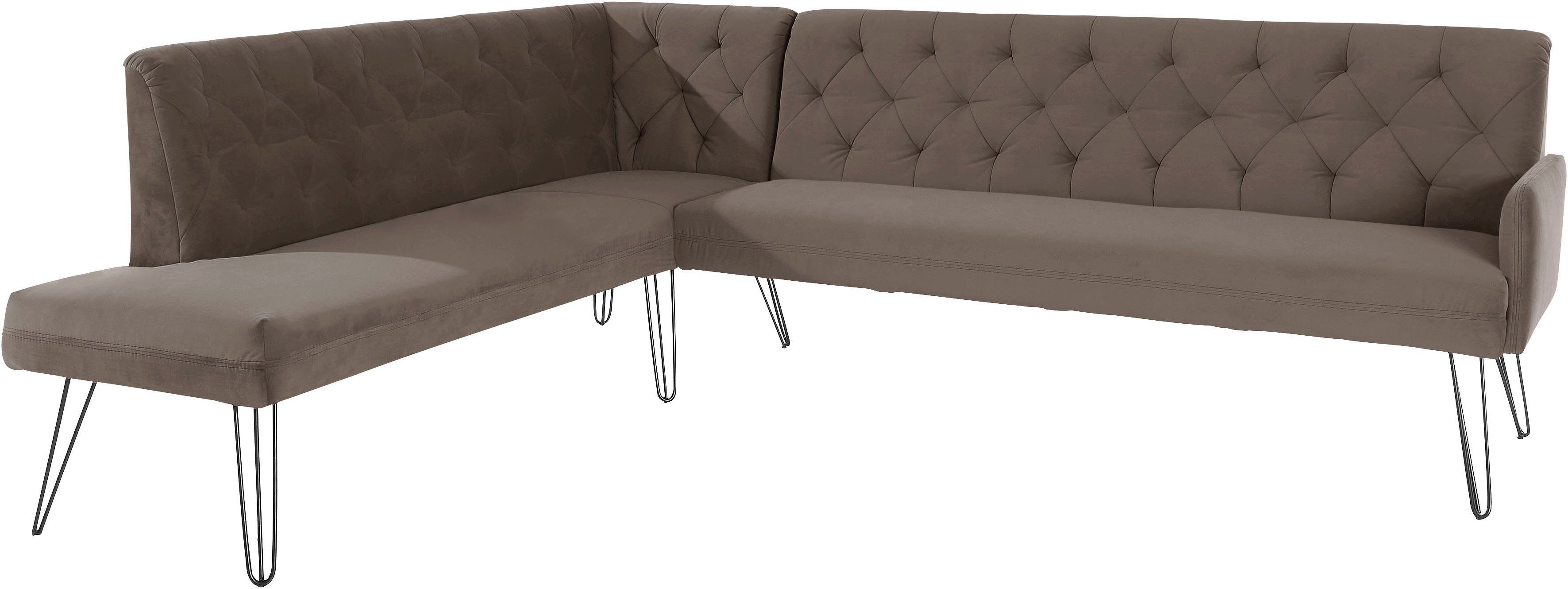 exxpo - sofa fashion Hoekbank Doppio, Chesterfield look, comfortabel en handig, hoge designvoeten
