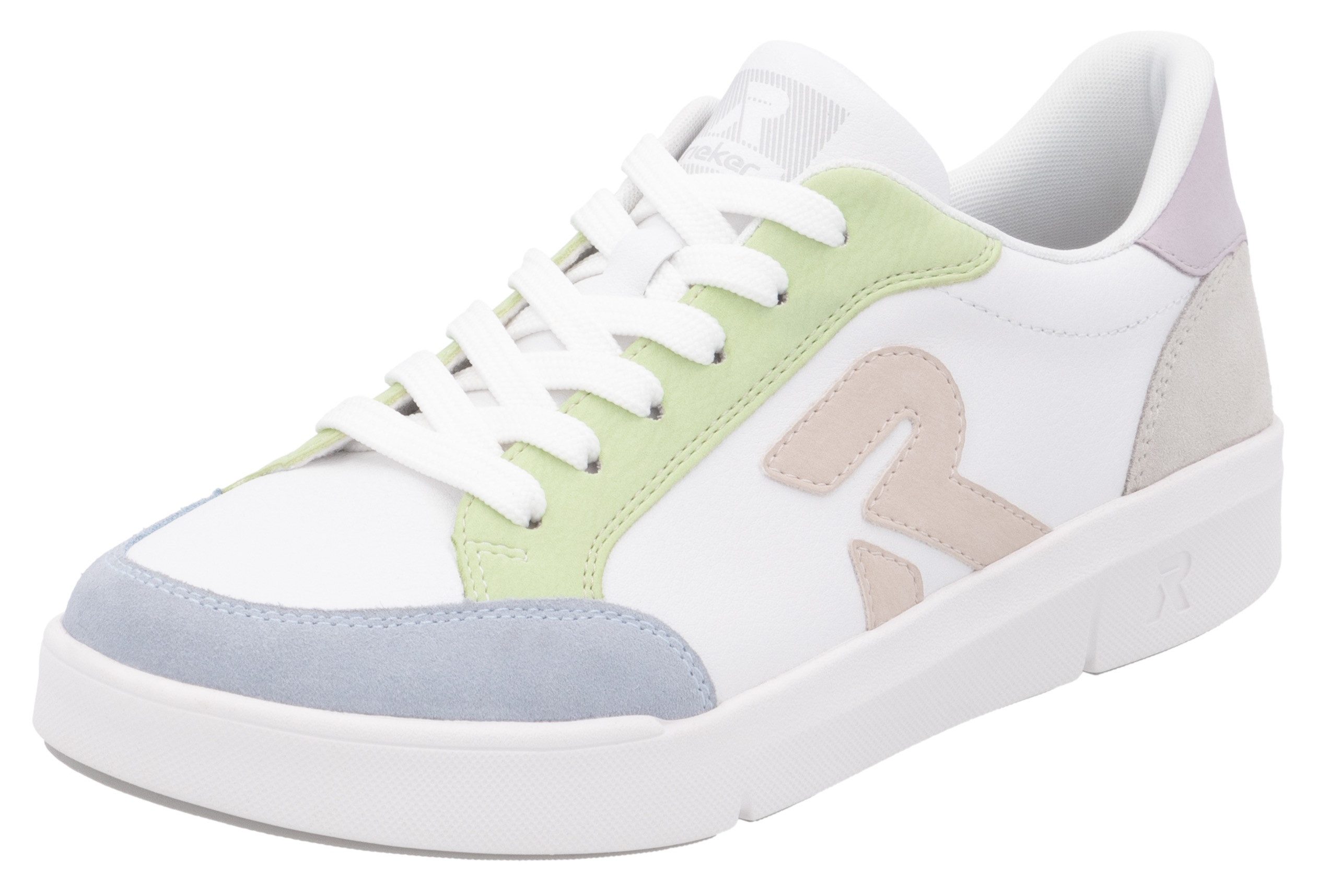 OTTO RIEKER Sport Plateausneakers , veterschoenen, lage schoen, vrijetijdsschoen met pastelkleuren accenten dames lage sneakers maat 39 wit