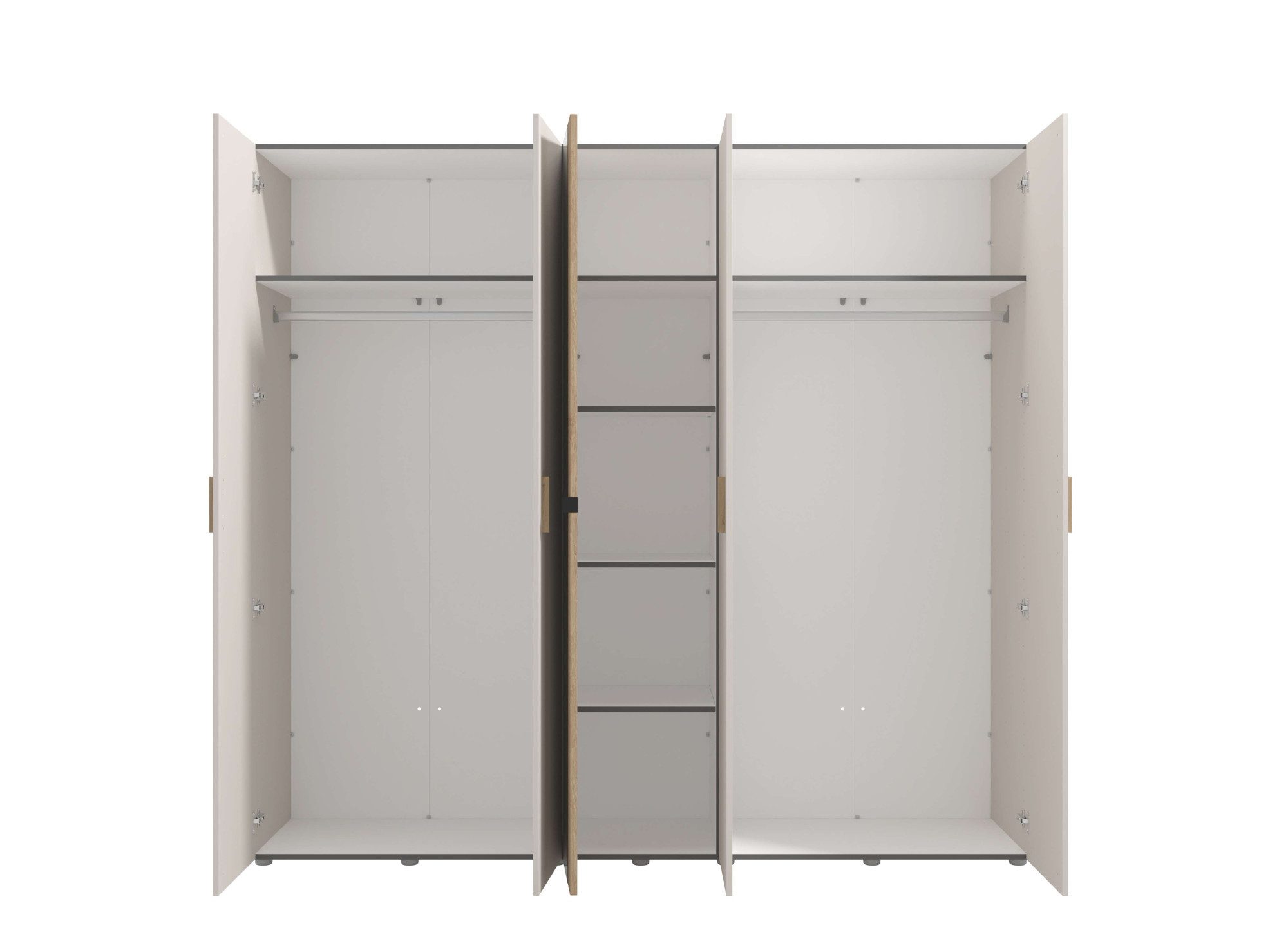 Home affaire Kledingkast Belfort, slaapkamerkast met spiegel 5-deurs linnenkast 225x56x208, fsc®-gecertificeerd houtmateriaal, trendkleur cashmere