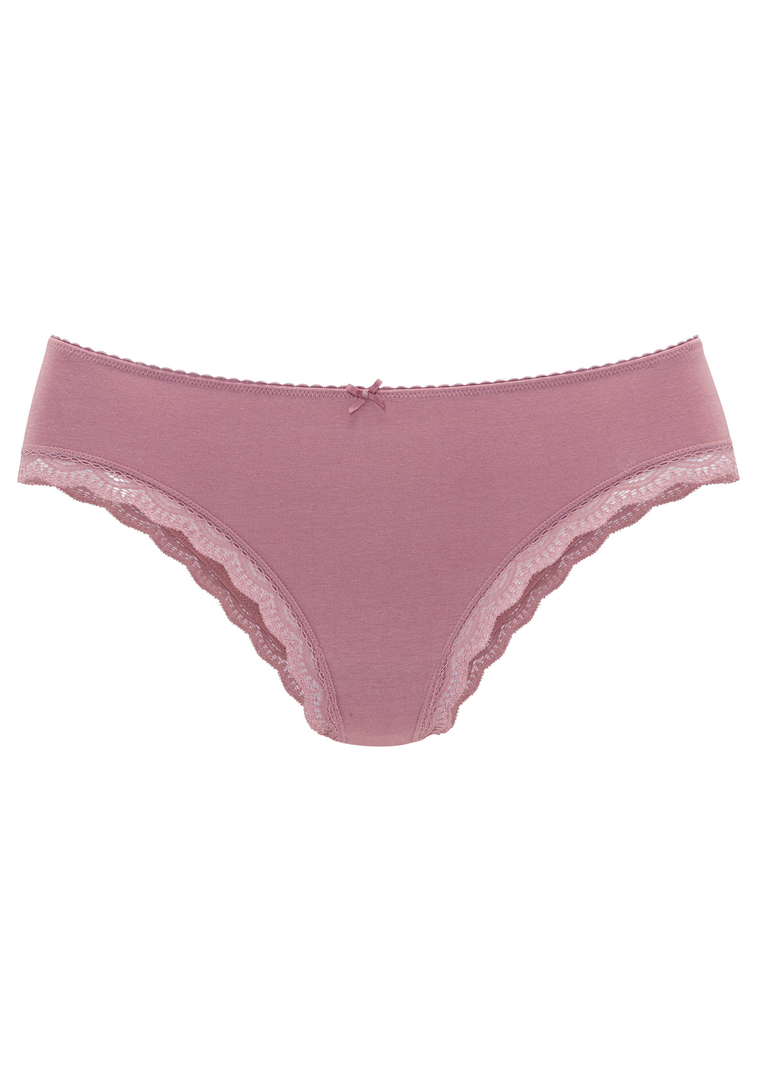 Lascana Jazzpants van elastische katoen met fijne kant, met opbergdoos (Set van 5)