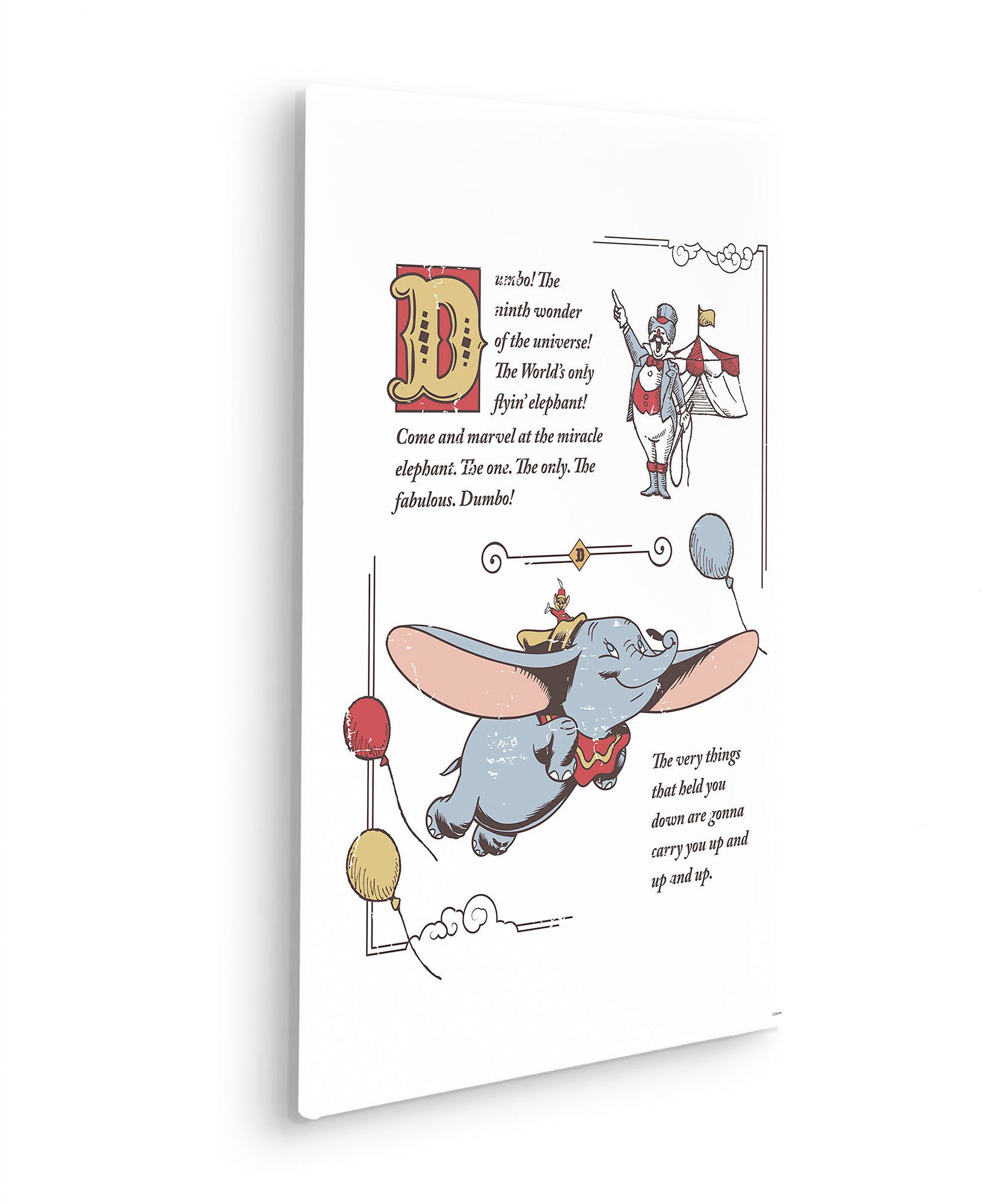 Komar Artprint op linnen Dumbo the Flying Elephant - Afmeting 40 x 60 cm (1 stuk)