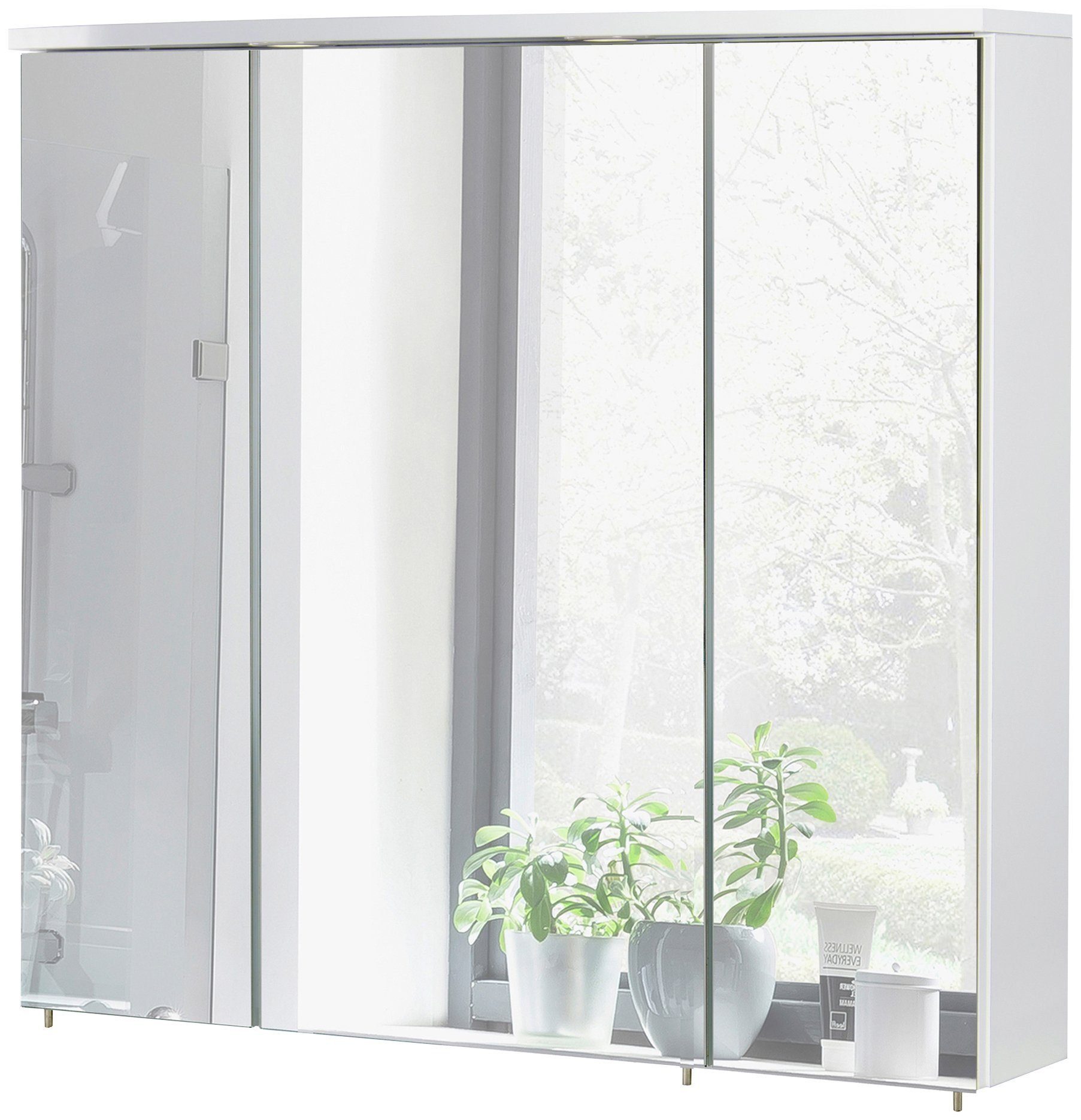 Schildmeyer Spiegelkast Verona Breedte 70 cm, 3-deurs, 2 led-inbouwspotjes, schakelaar-/stekkerdoos