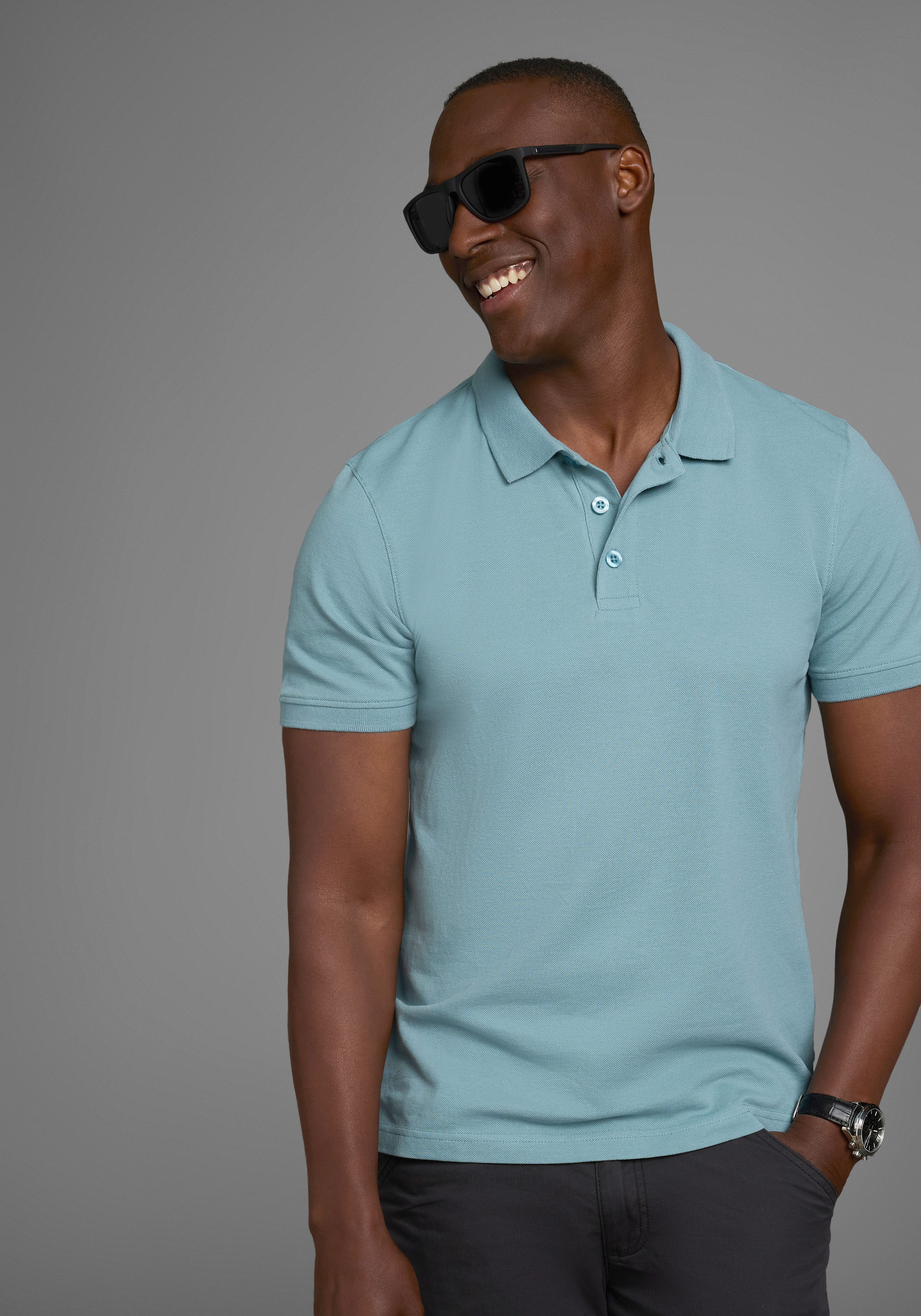 Man's World Poloshirt Korte mouwen, losse pasvorm, effen