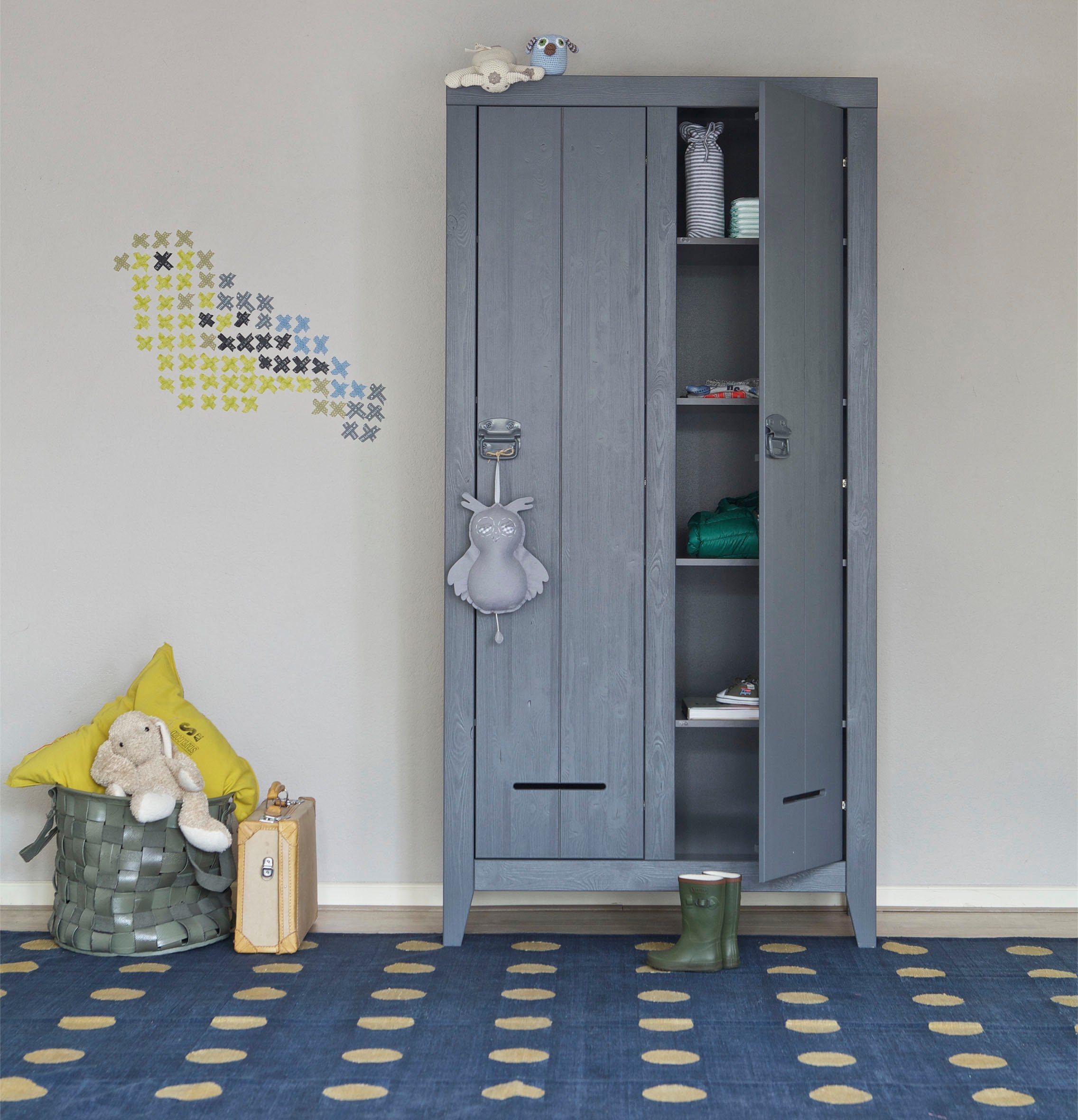 WOOOD Kledingkast Kluis 2-deurs, met metalen handgrepen, h 190 cm x b 95 cm