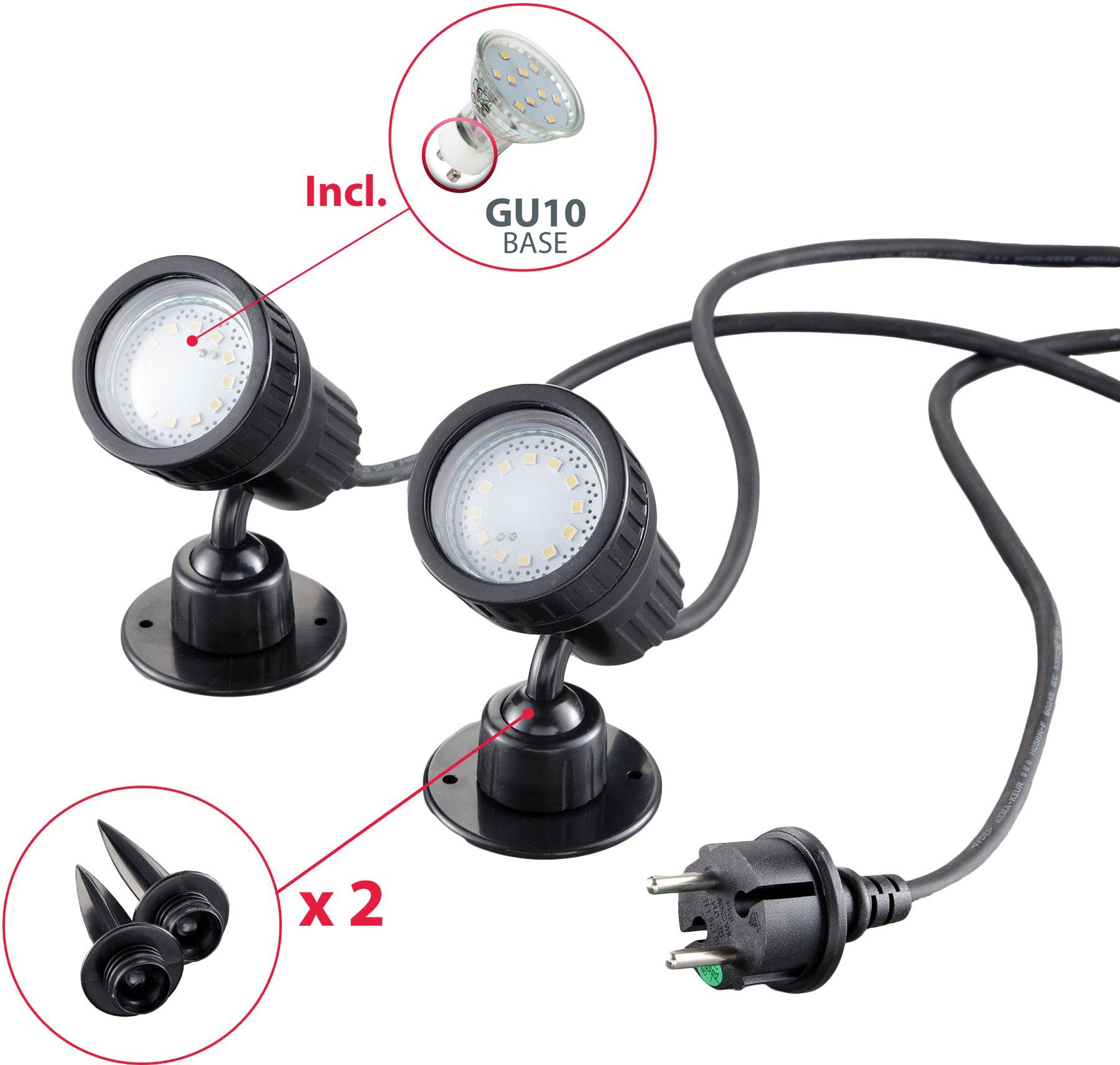 B.K.Licht Led-tuinlamp NIMA LED tuinspot, grondspies, buitenstraaler, spiesstraaler, 2-pack (2 stuks)