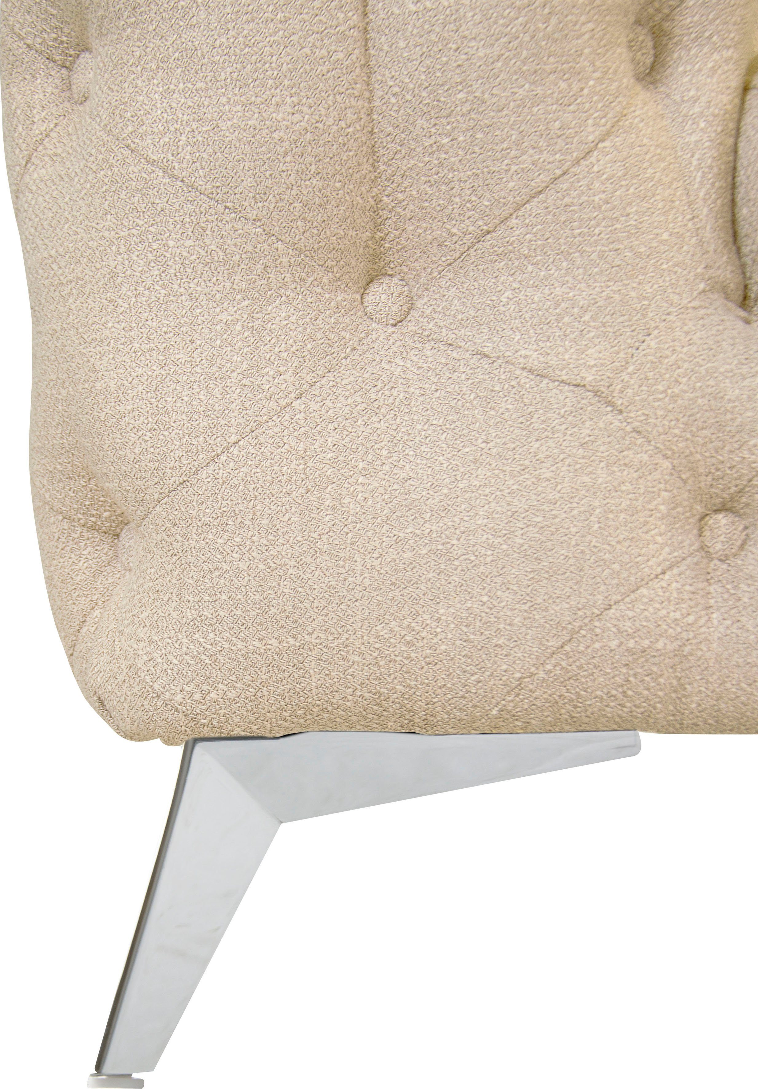 Leonique Chesterfield-bank Glynis L-vorm luxueuze capitonnage, moderne chesterfield look, kleur van de poten ter keuze