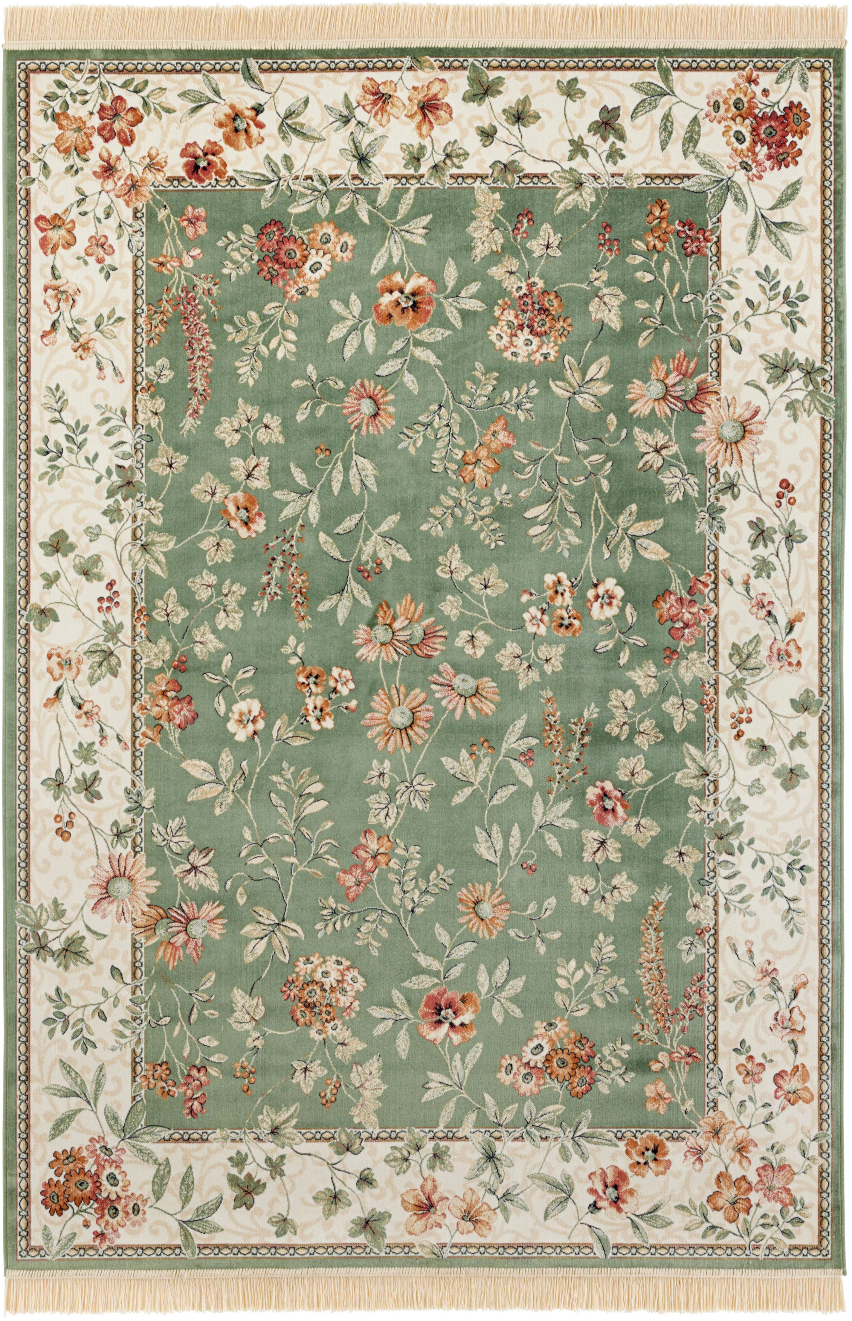 NOURISTAN Vloerkleed Orient Flowers Korte pool met franjes, Orient, woonkamer, slaapkamer, eetkamer
