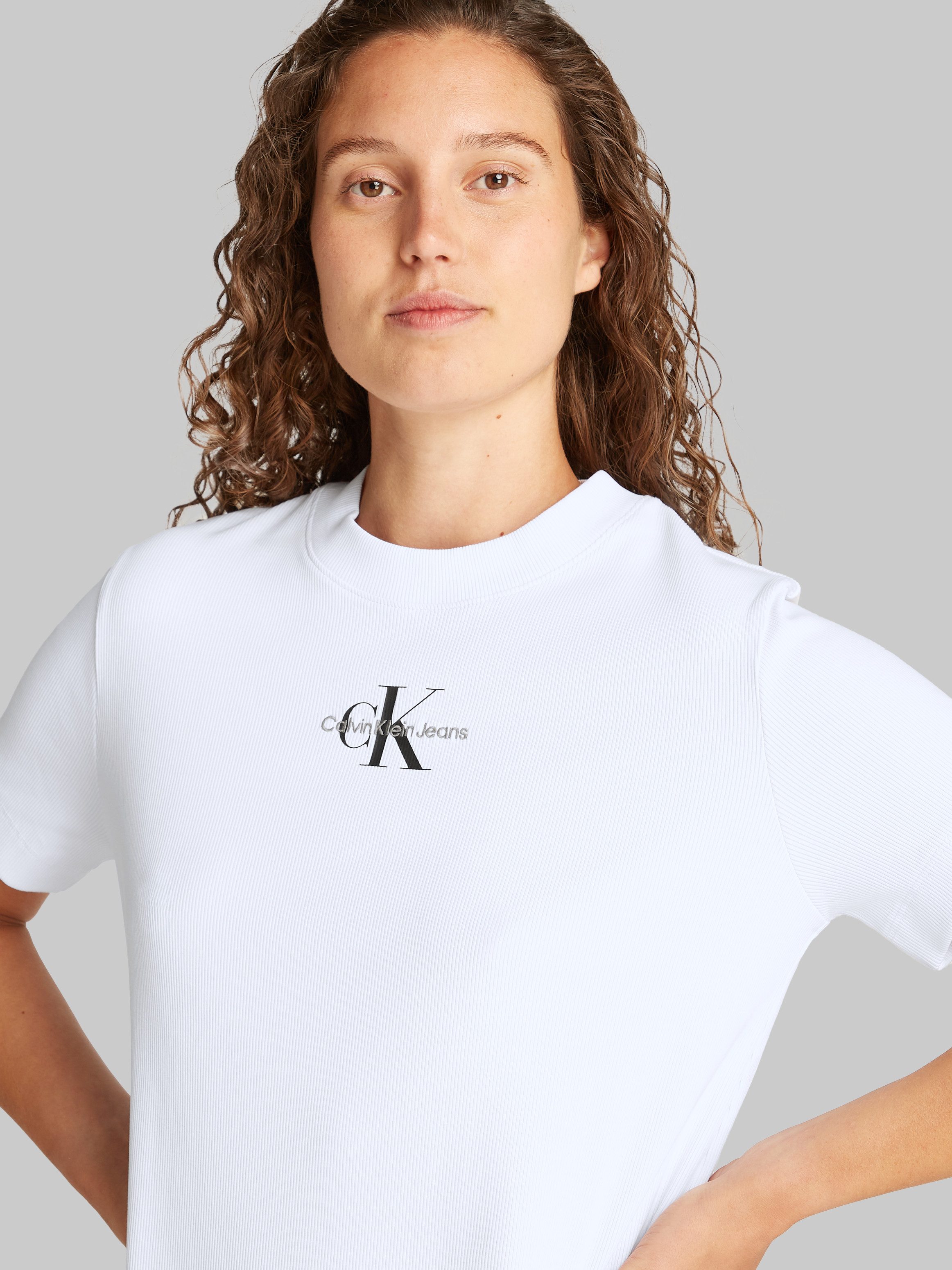 Calvin Klein Midi-jurk MONOLOGO LONG RIB TEE DRESS