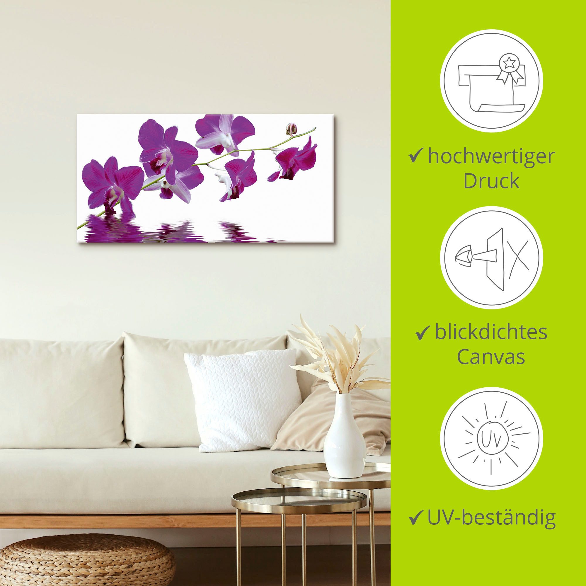 Artland Artprint op linnen Violette orchideeën gespannen op een spieraam