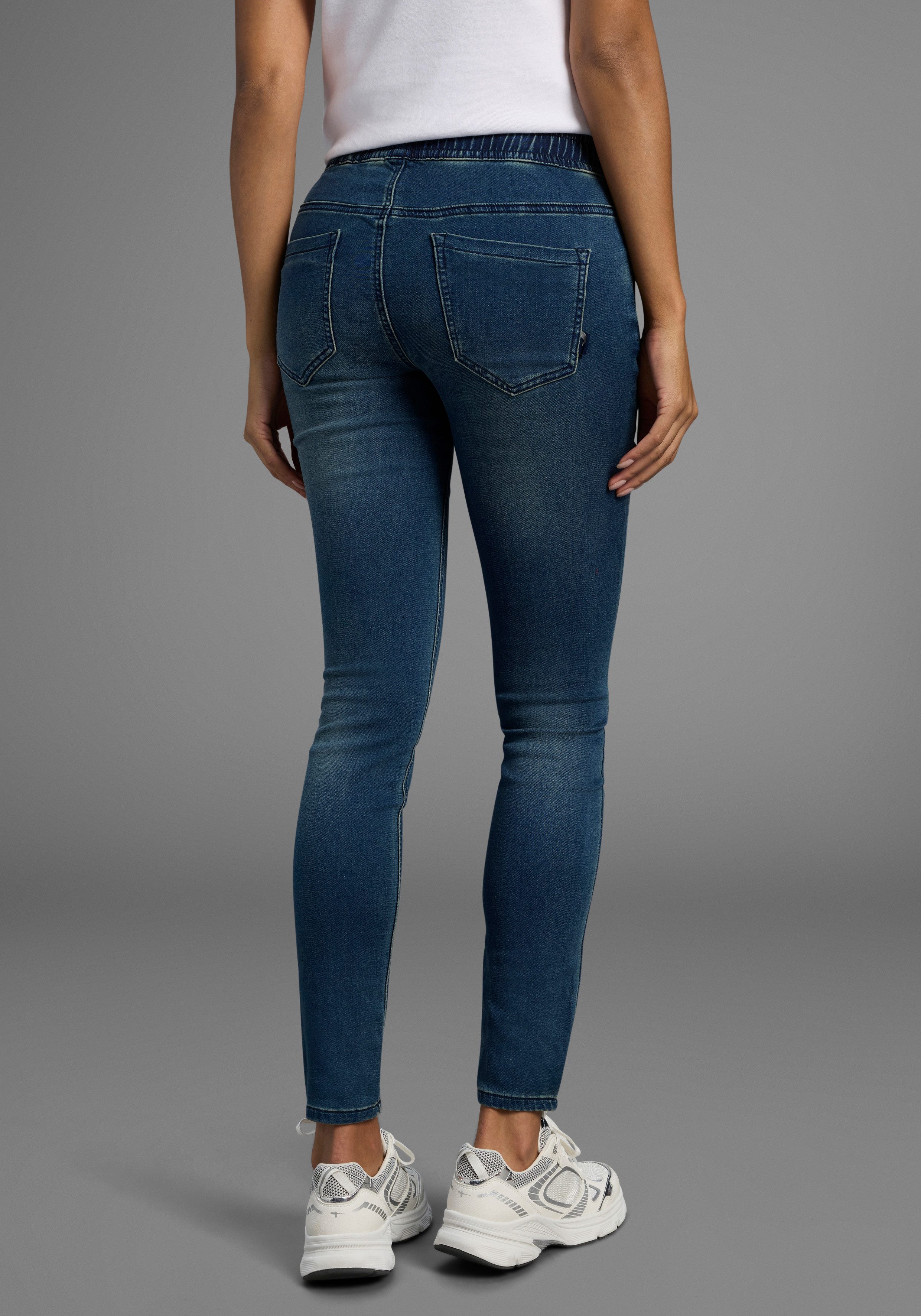 Arizona Stretch jeans wijdere pijp, normale taillehoogte, enkel-lang, met used-wassing