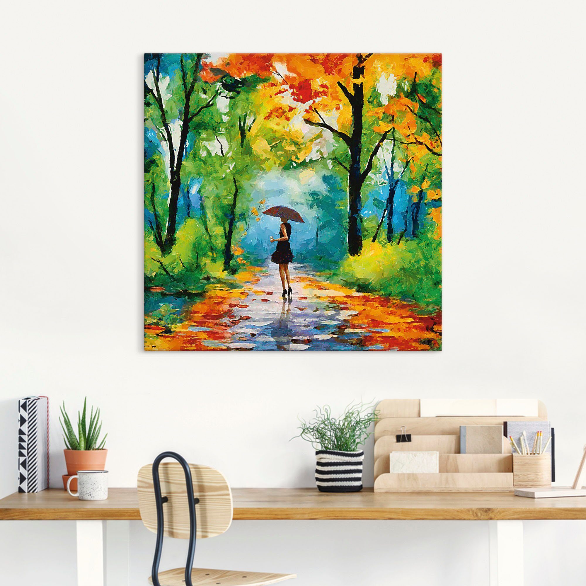 Artland Artprint Herfstige wandeling in het park als artprint van aluminium, artprint voor buiten, artprint op linnen, poster, muursticker