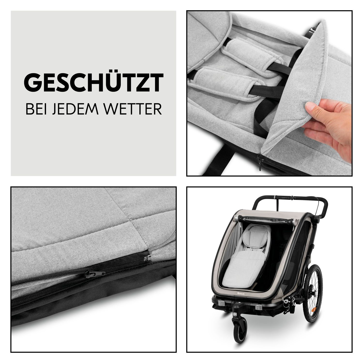 Hauck Kinderen fiets aanhanger Baby Lounger 2 Grey