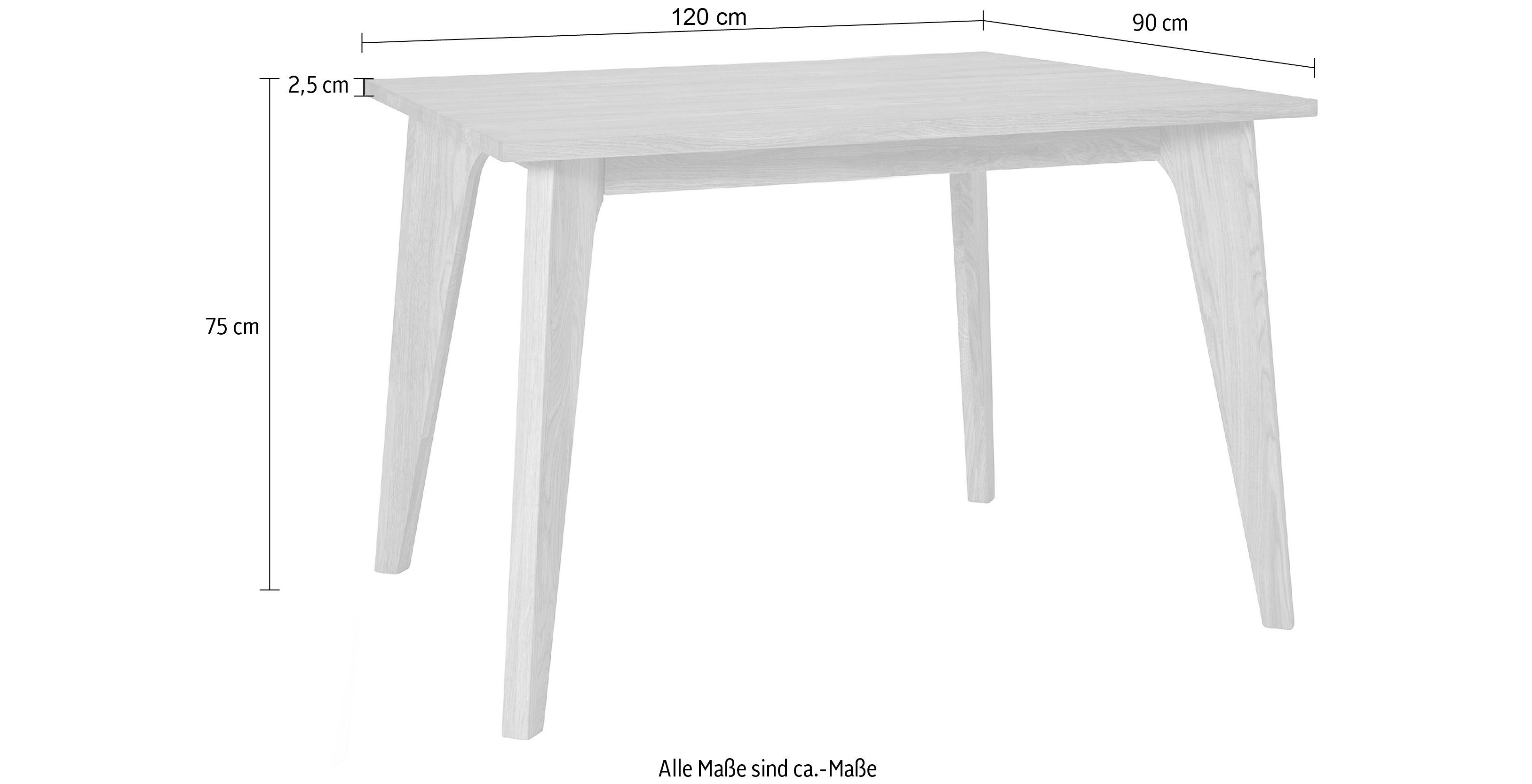 andas Eettafel Amali Van massief eiken, in 3 breedten