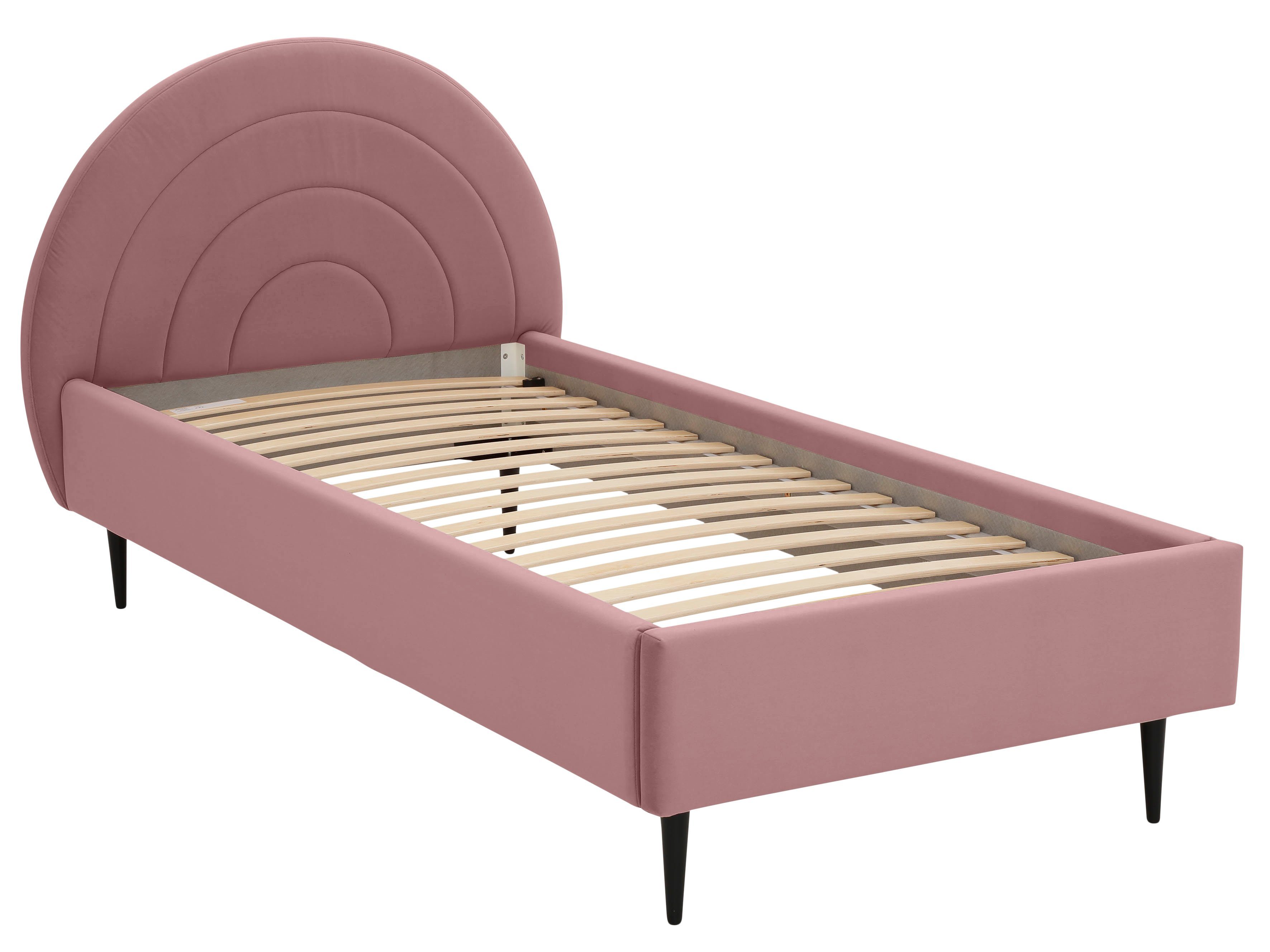Lüttenhütt Gestoffeerd bed Femmy prettig bekleed hoofdbord met decoratief regenboogmotief