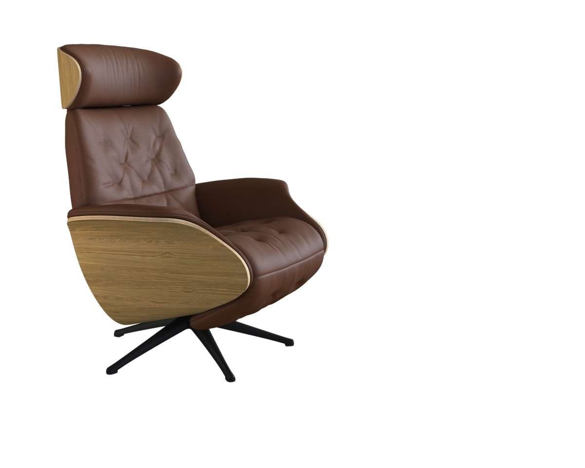 FLEXLUX Relaxfauteuil Volden praktische elektrische fauteuil Maat M, elektrische rug- en voetensteun, accu, armleuning Eiken, zwarte poot
