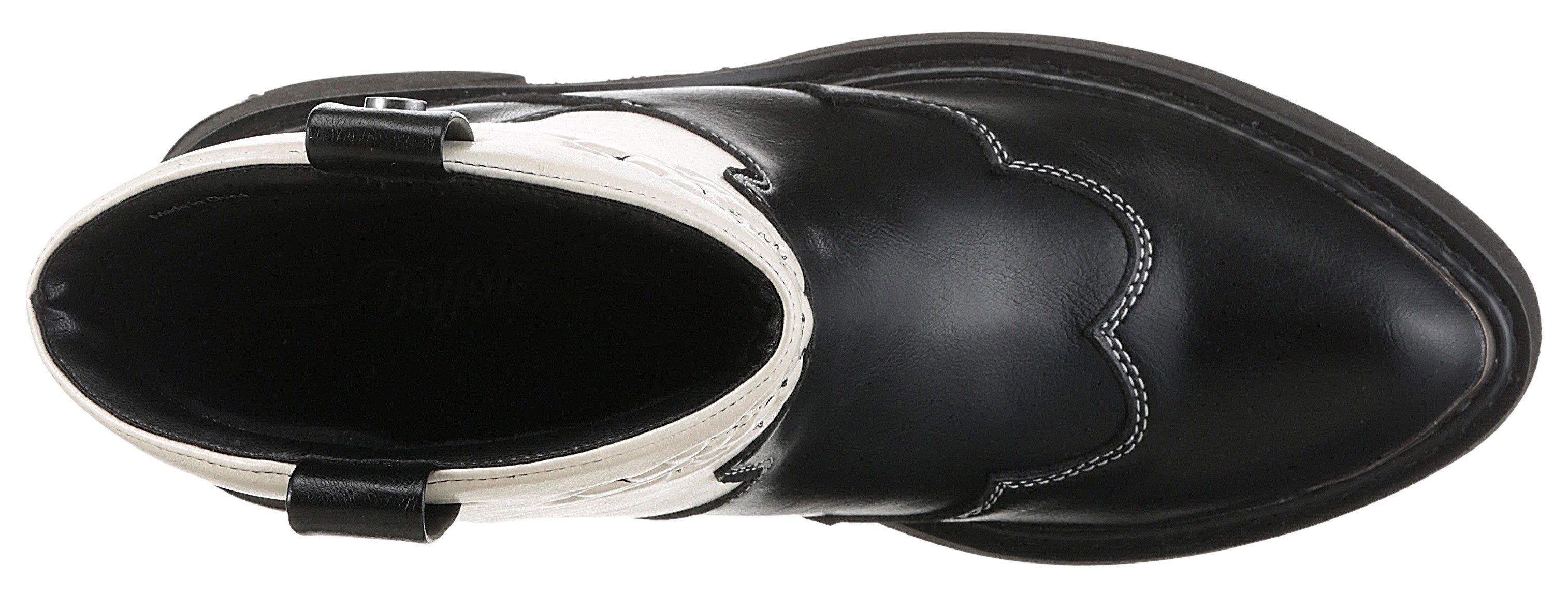 Buffalo Cowboylaarsjes BULL BOOT VEGAN western-enkellaars, cowboylaarzen, instaplaarzen, met borduursel