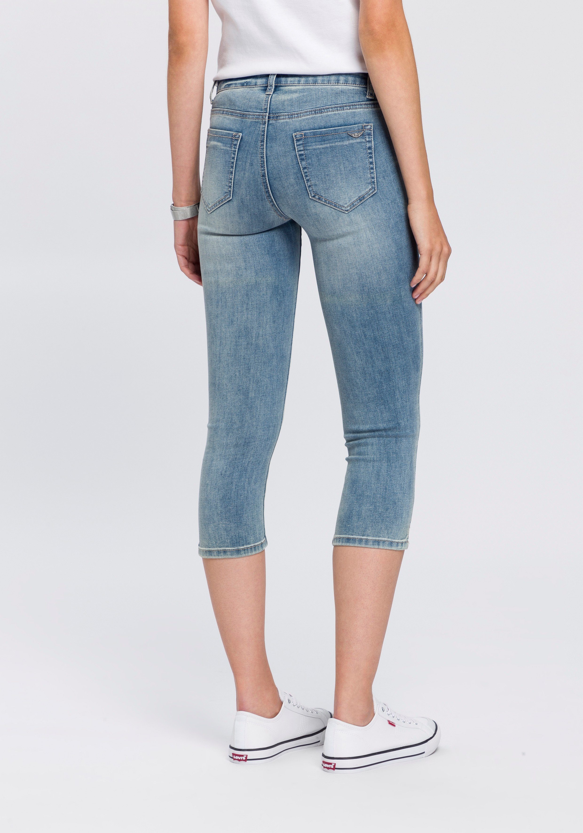 Arizona Capri jeans Ultra Stretch extra-strakke snit, modieuze beenafsluiting met split