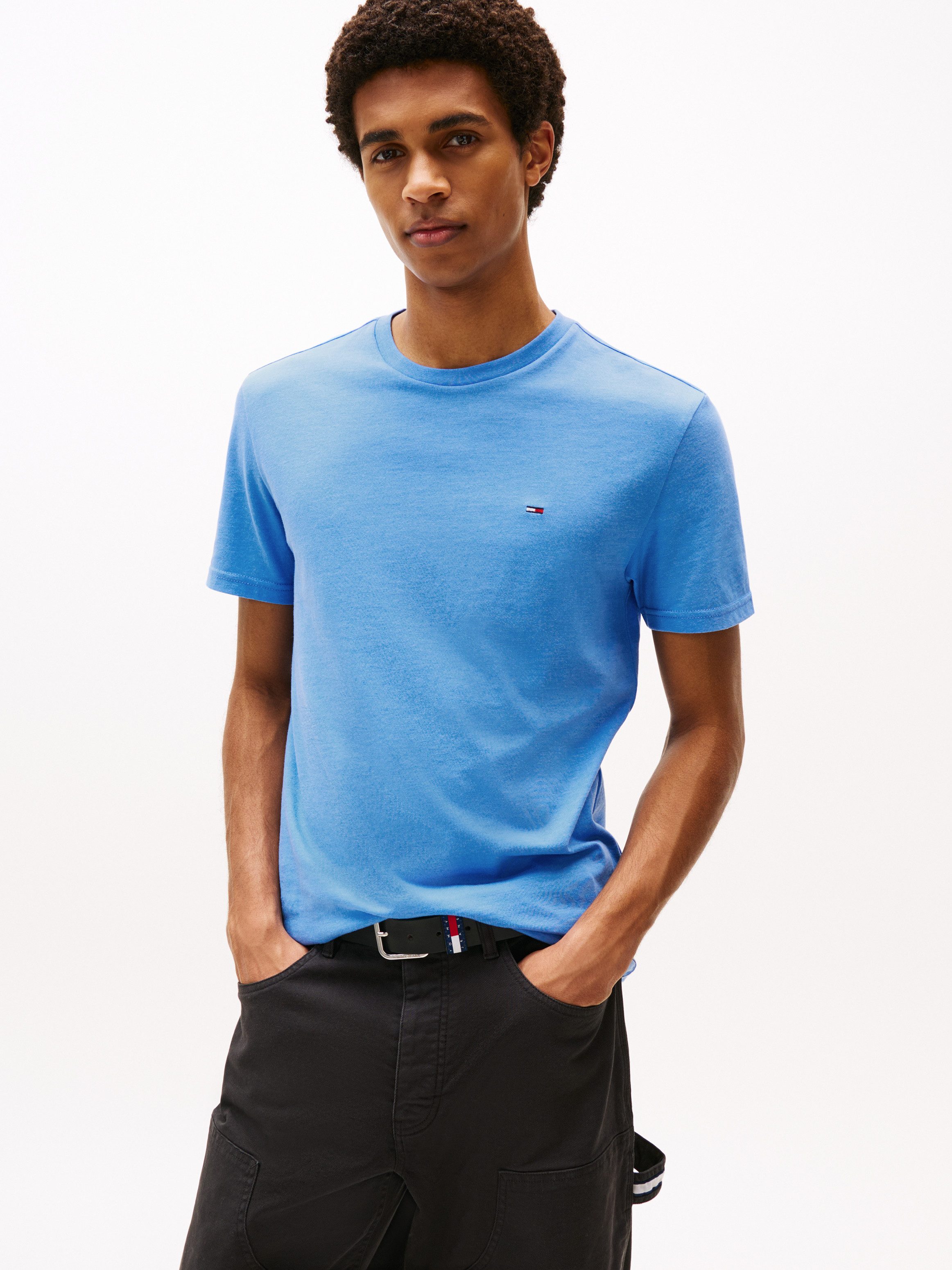 TOMMY JEANS T-shirt TJM XSLIM JASPE HTR TEE EXT heren t-shirts maat S blauw