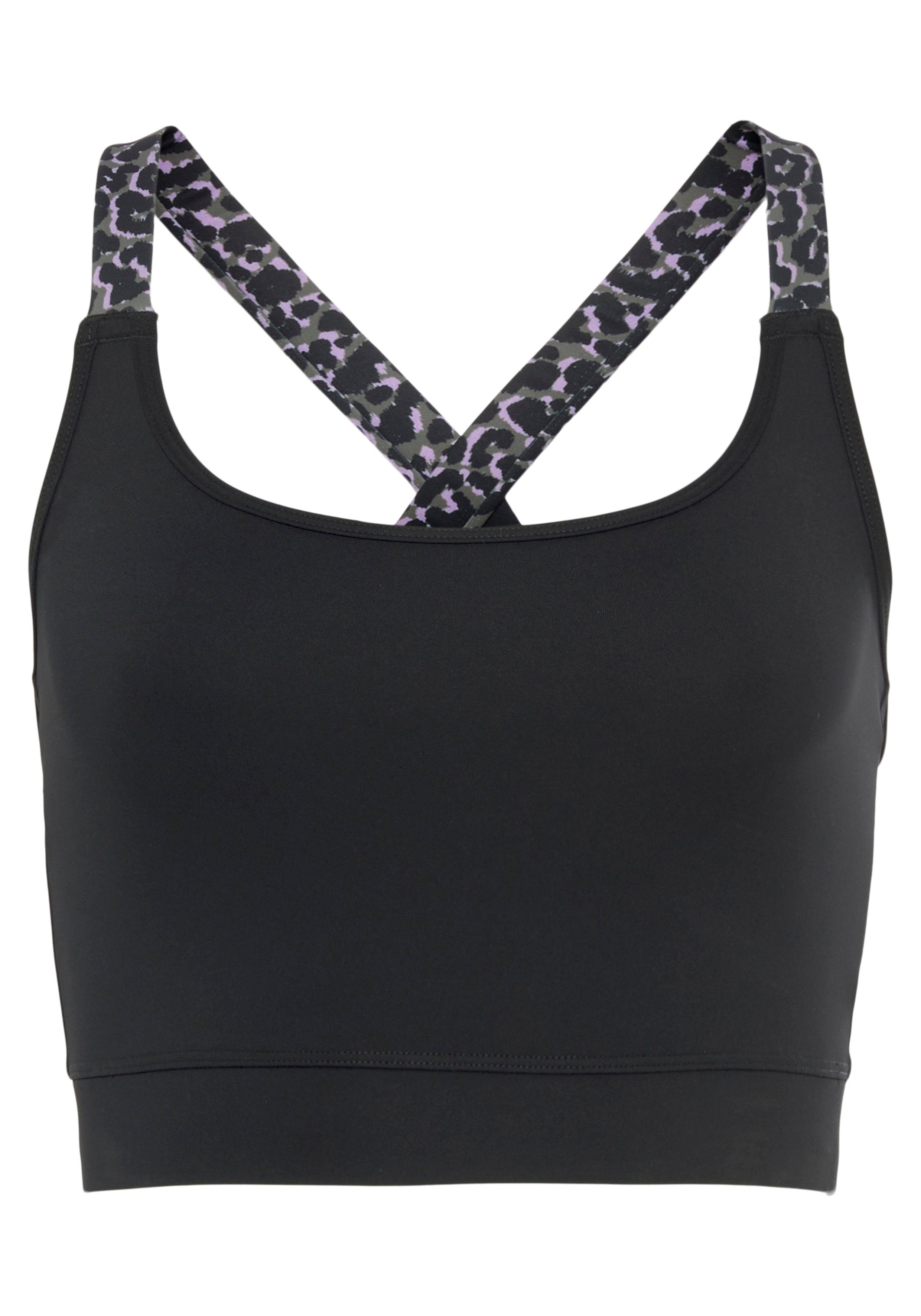 active by Lascana Crop-top -Sporttop Sporttop met gekruiste bandjes in leeuwprint