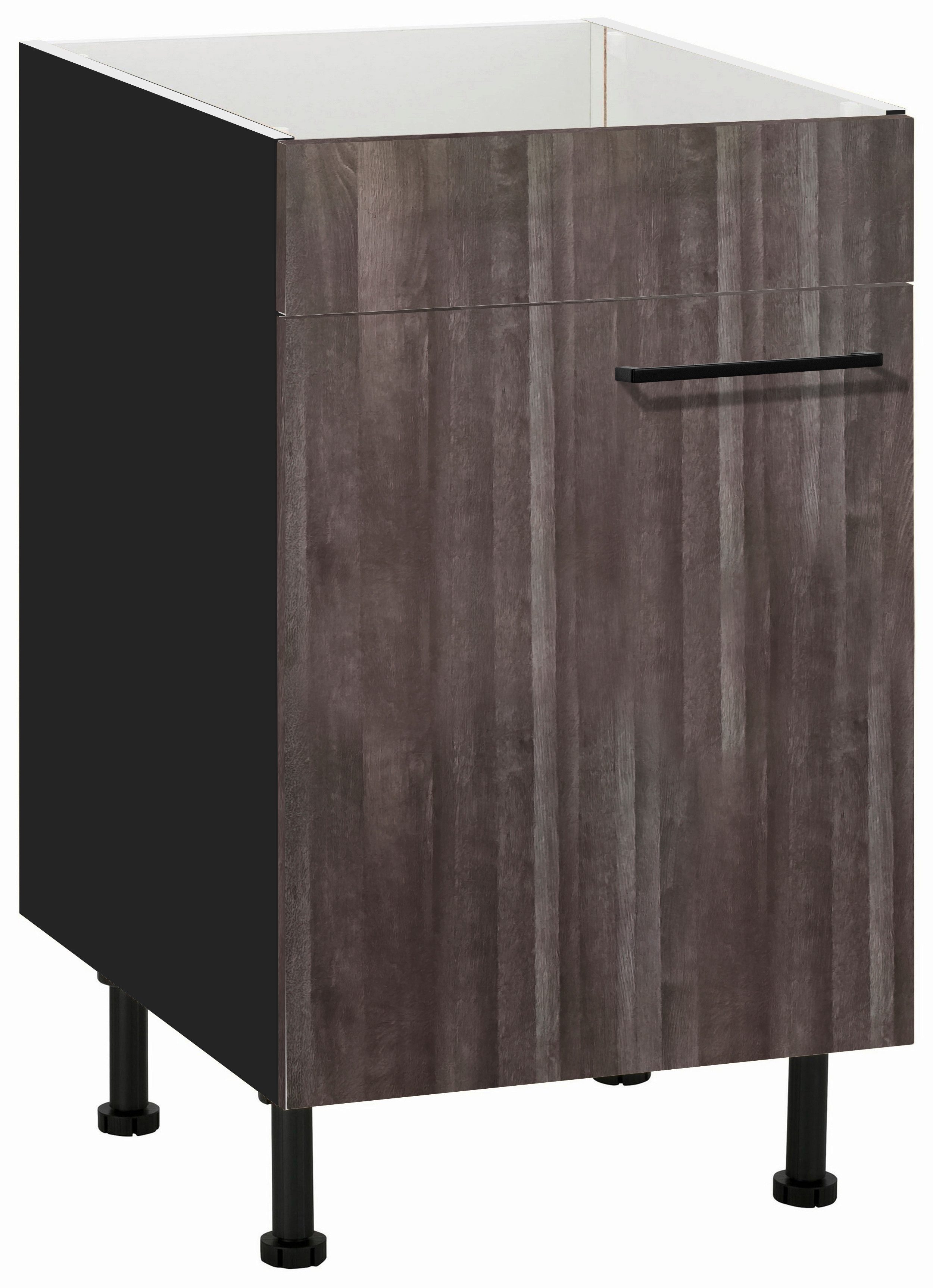 wiho Küchen Gootsteenkast Nisos 50 cm breed, met verstelbare voeten, zonder werkblad gootsteenkasten bruin