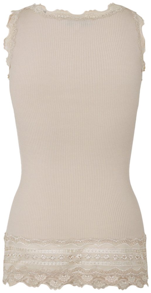 rosemunde Tanktop Benita Silk Top Camisole met vintage kant aan de halslijn brede elastische kant aan de zoom